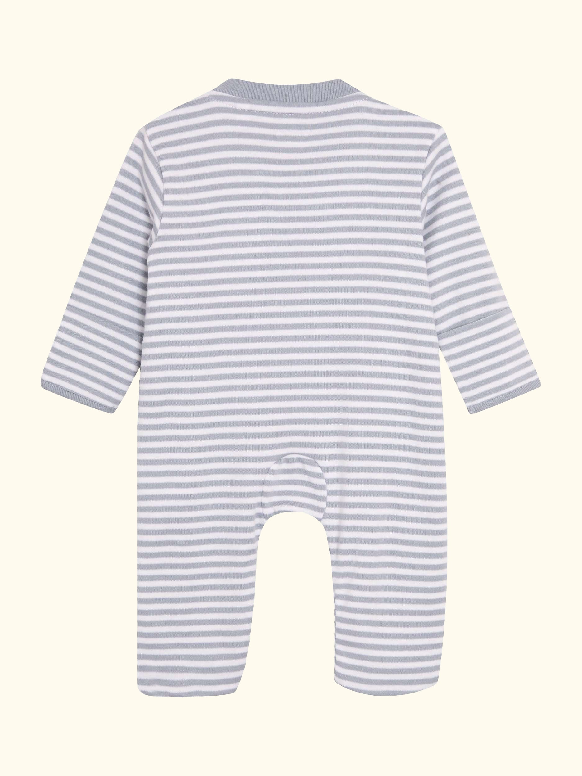 Baby Bear Embroidered Footed Pocket Zip Sleepsuit, Blue
