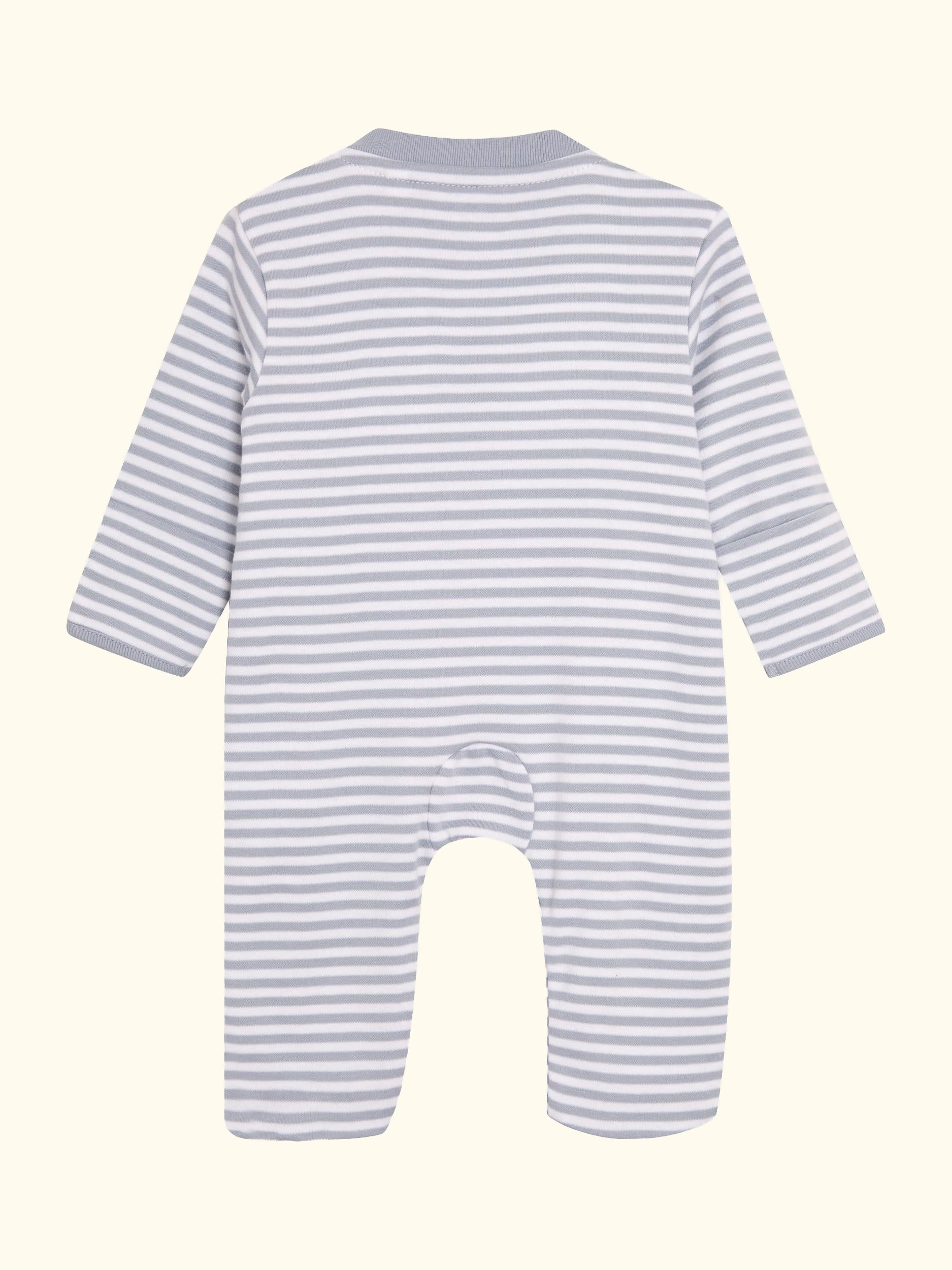 Baby Bear Embroidered Footed Pocket Zip Sleepsuit, Blue
