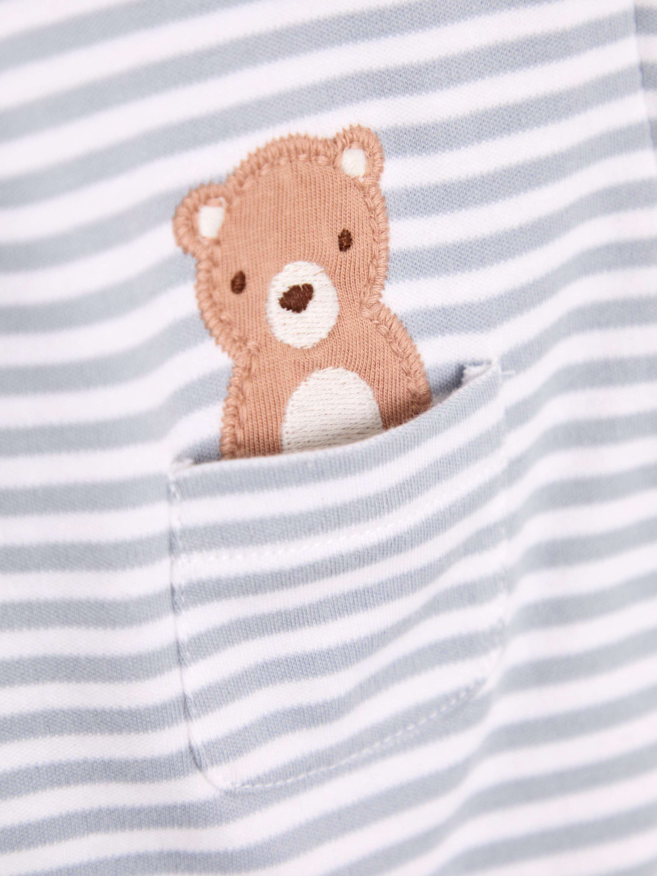 Baby Bear Embroidered Footed Pocket Zip Sleepsuit, Blue