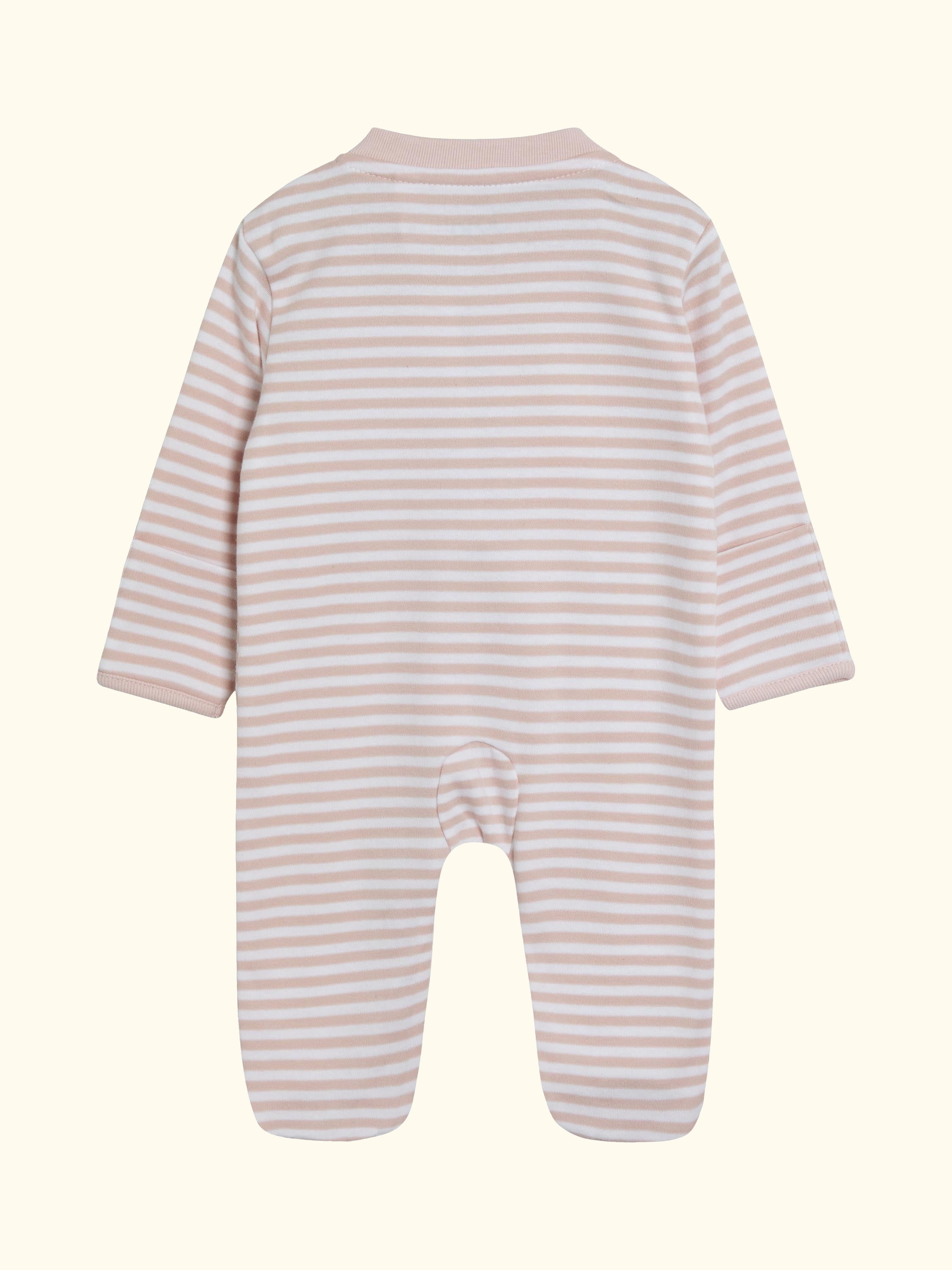 Baby Organic Cotton Bunny Embroidered Sleepsuit, Pink