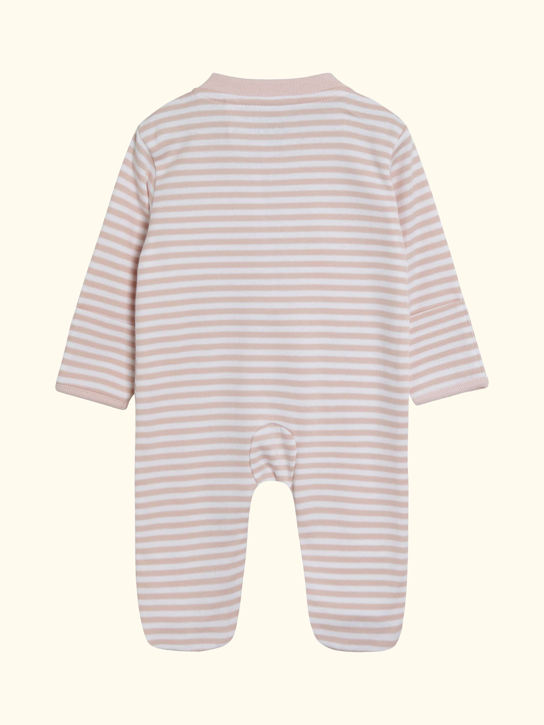 Baby Organic Cotton Bunny Embroidered Sleepsuit, Pink