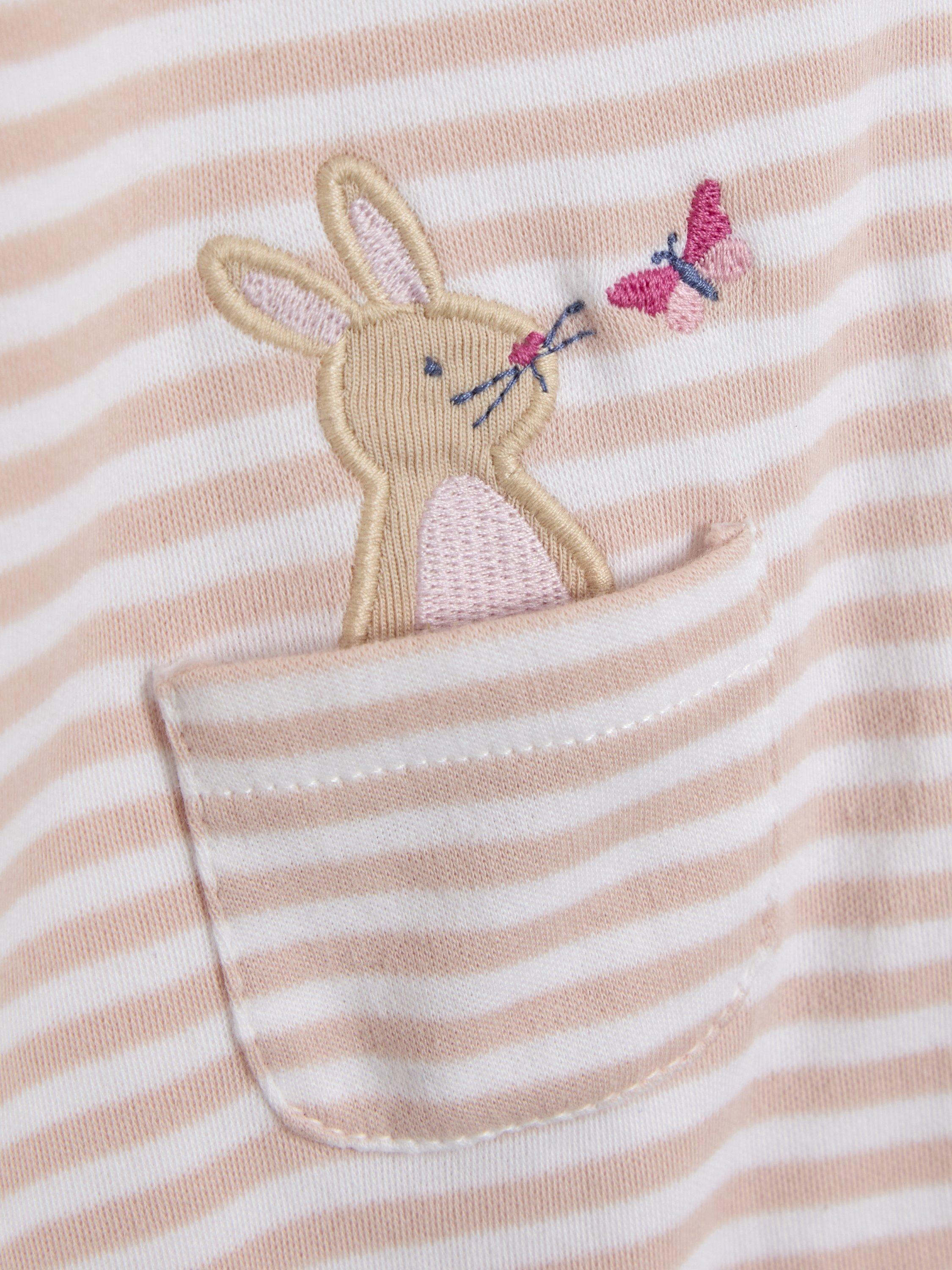 Baby Organic Cotton Bunny Embroidered Sleepsuit, Pink