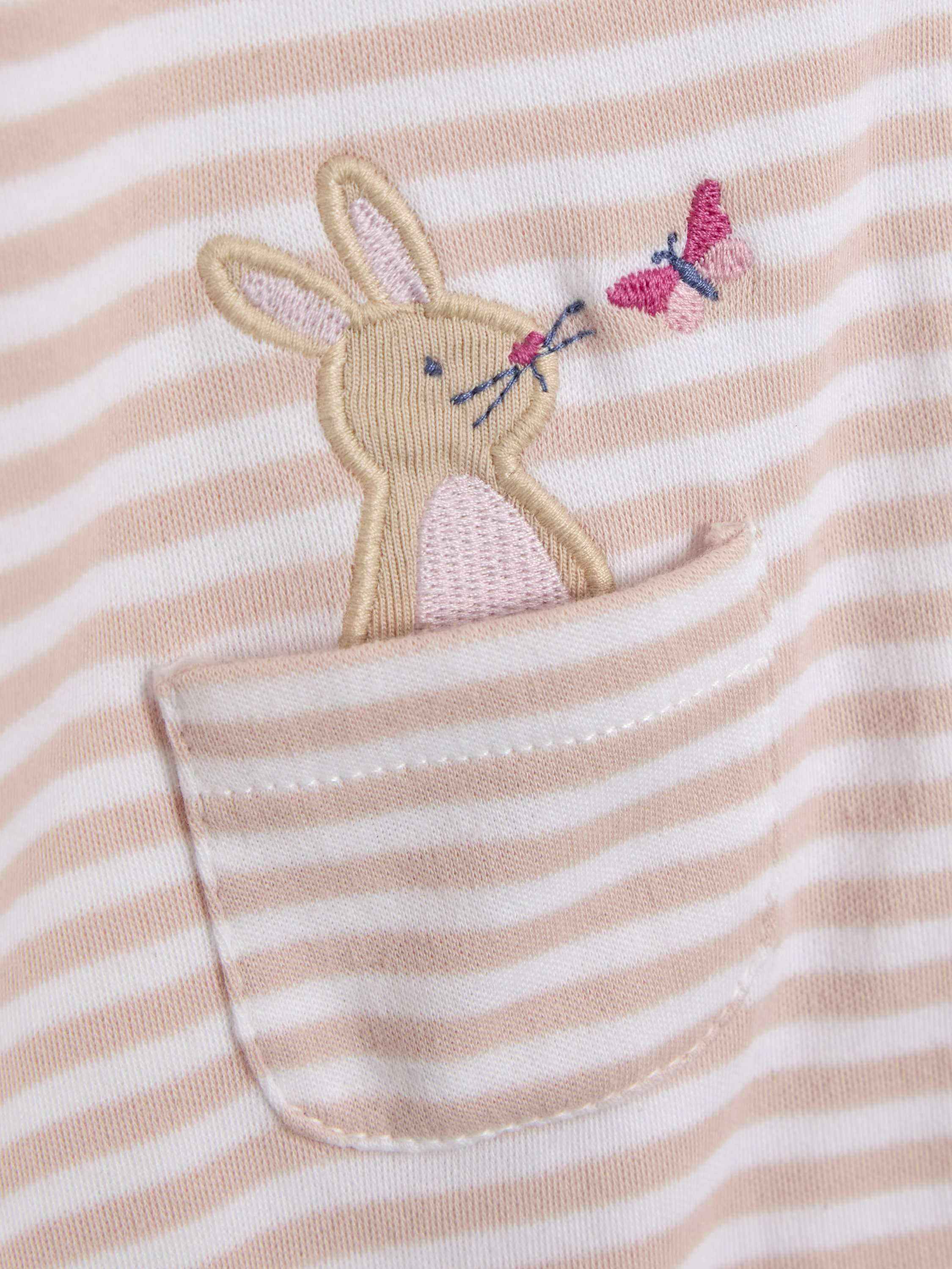 Baby Organic Cotton Bunny Embroidered Sleepsuit, Pink