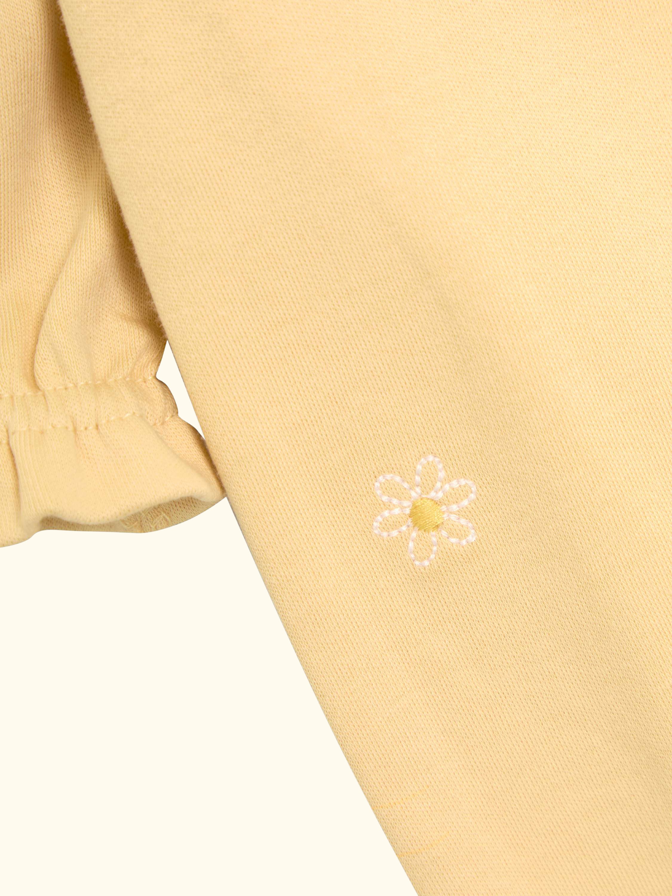 Kids' Cotton Embroidered Sleepsuit, Yellow, Newborn