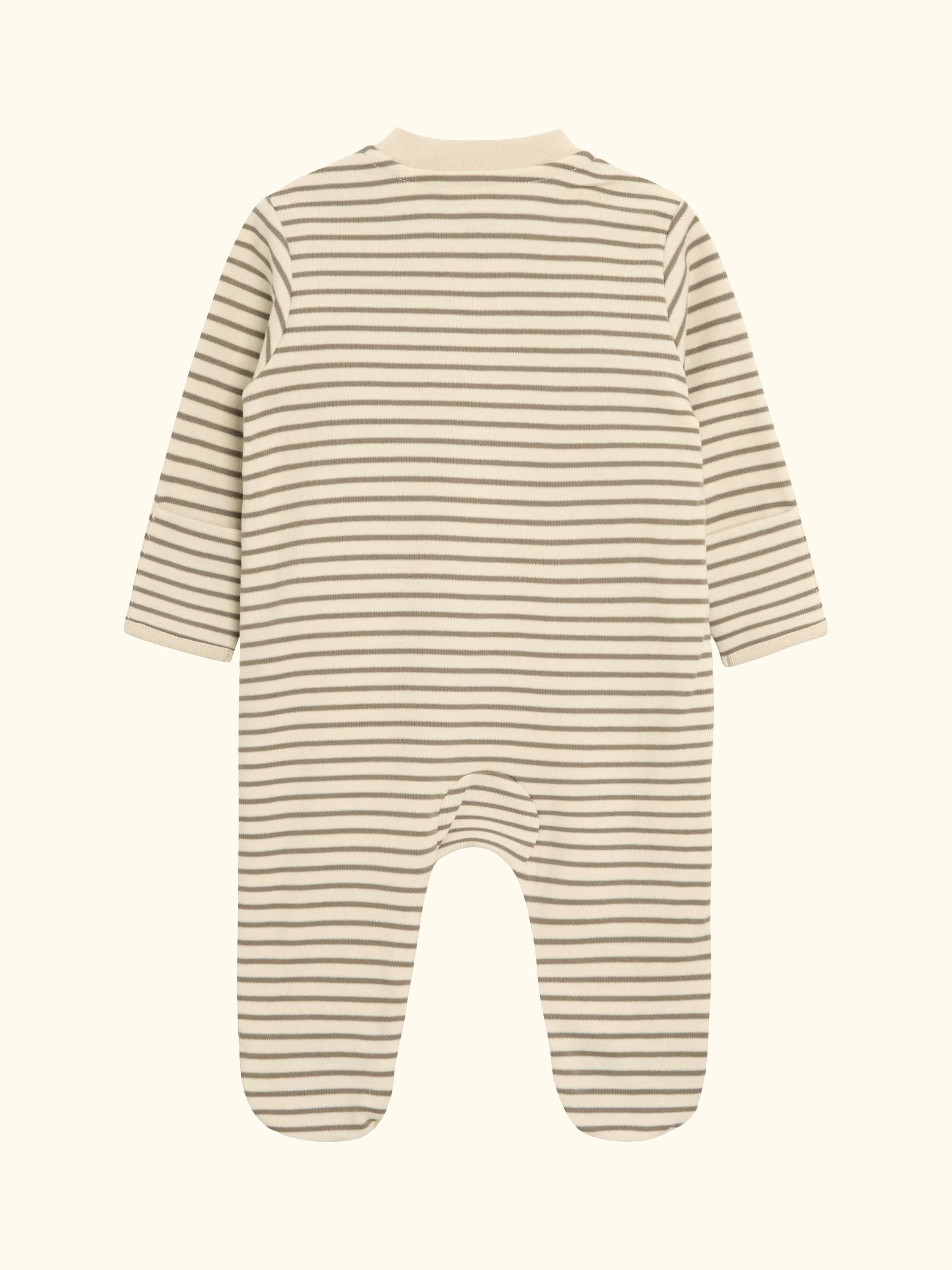 Baby Cotton Lion Applique Sleepsuit, Ecru