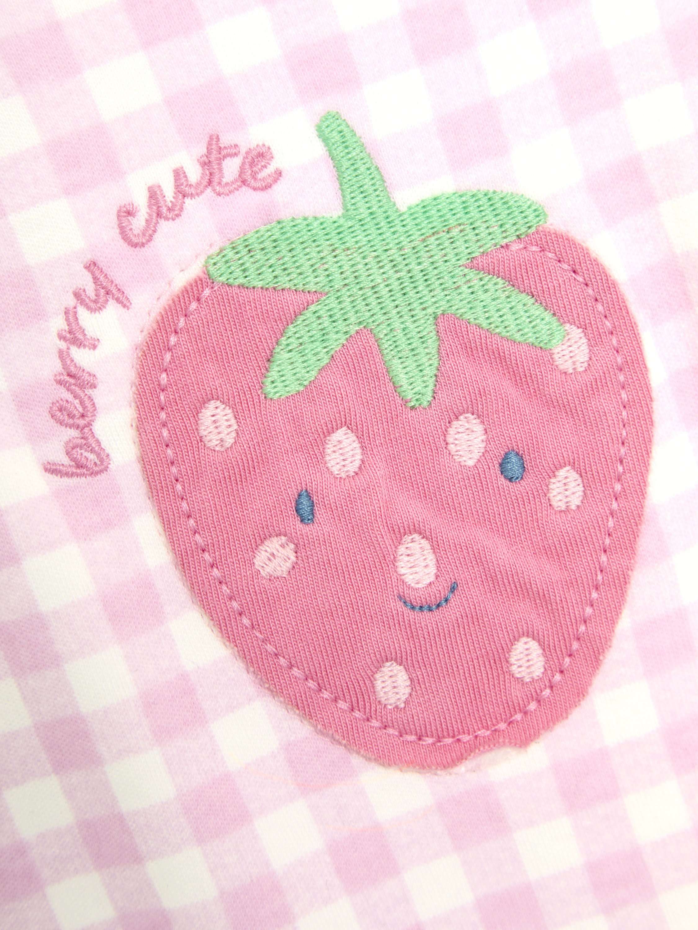 Strawberry Gingham Sleepsuit, Pink