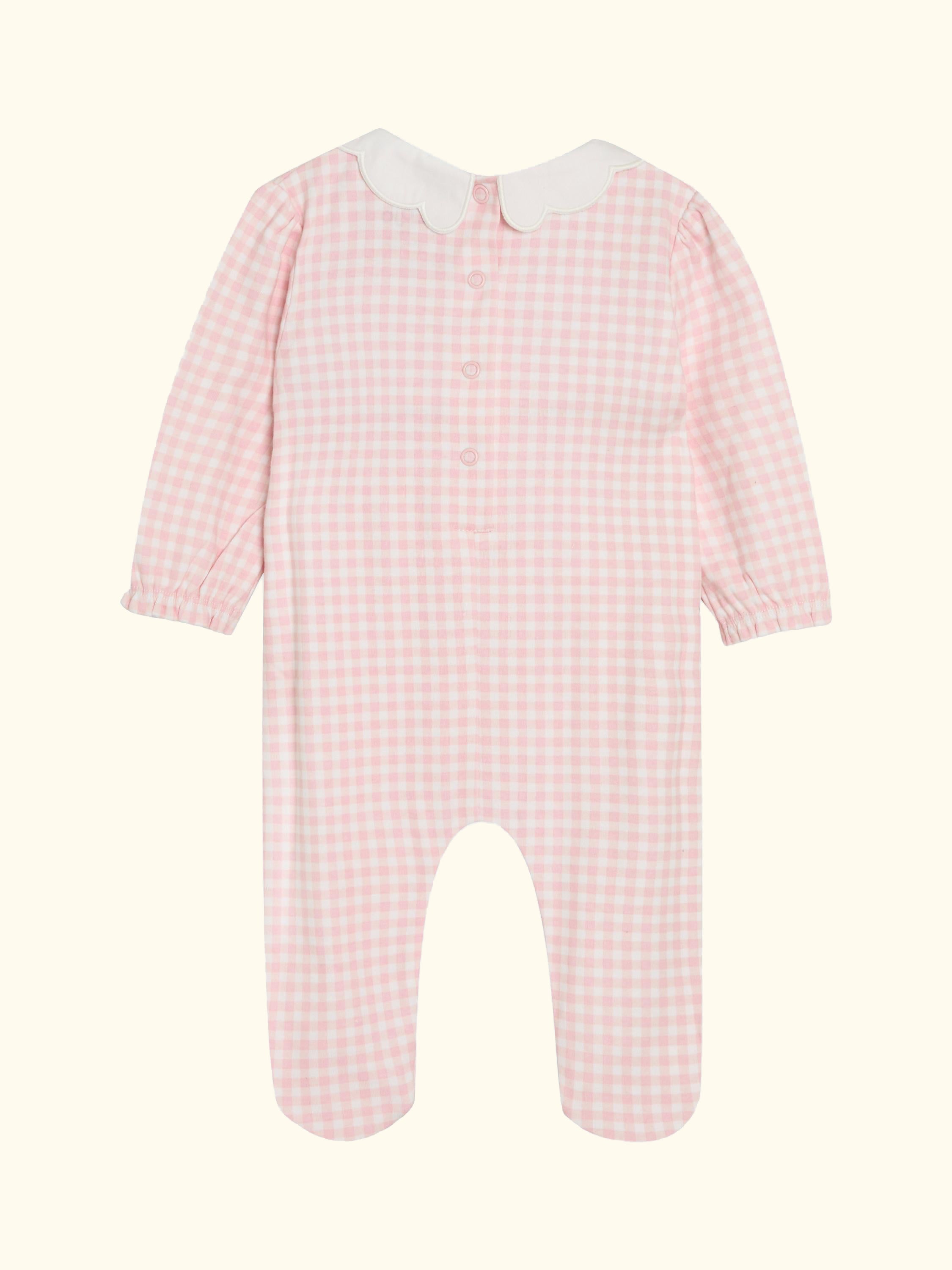 Strawberry Smocked Sleepsuit, Pink