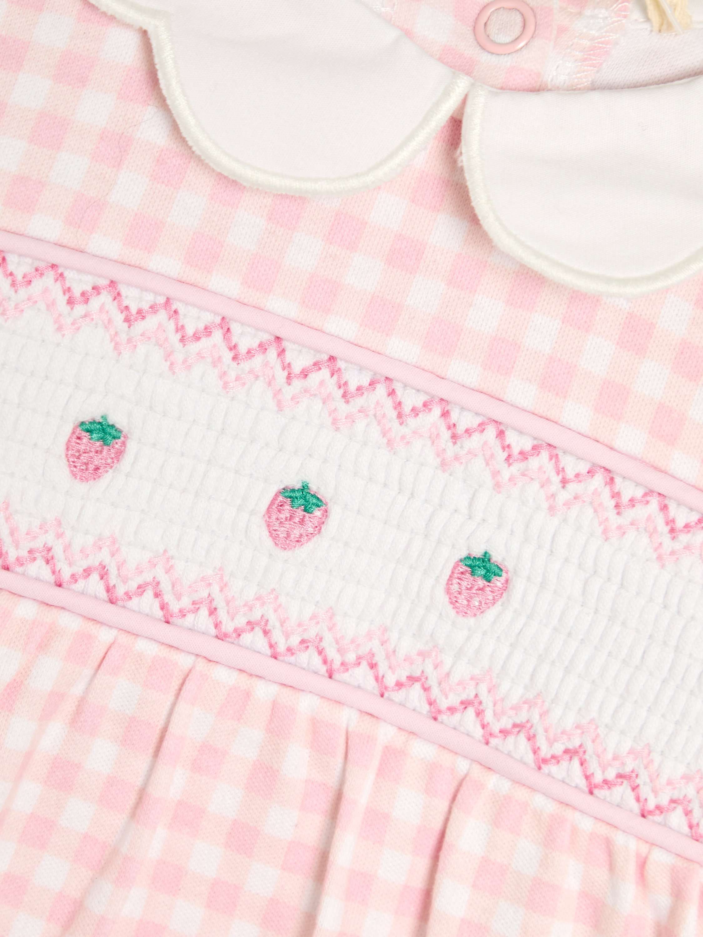 Strawberry Smocked Sleepsuit, Pink