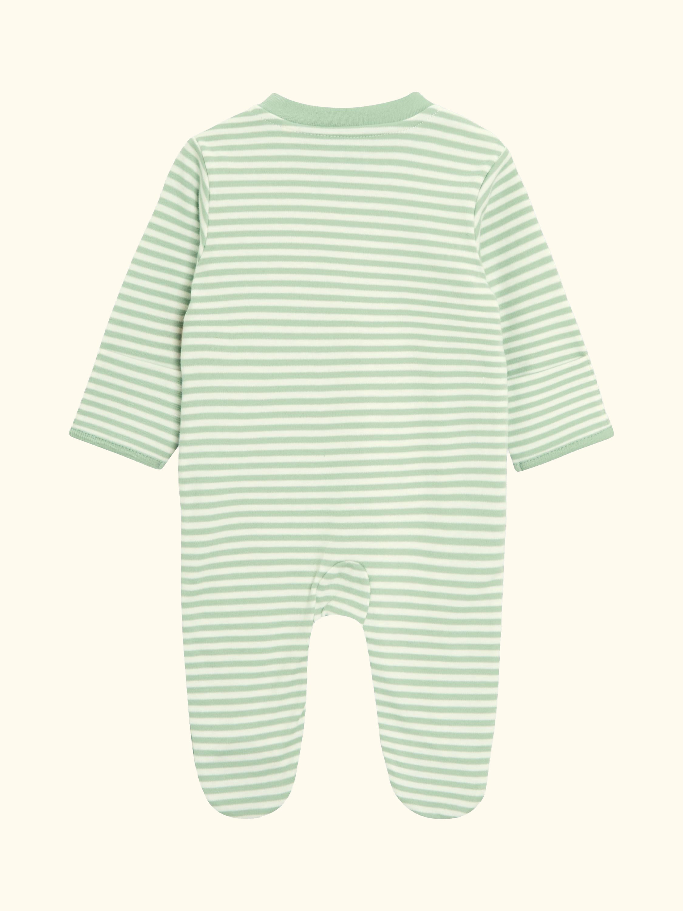 Baby Cotton Tiger Stripe Zip-Up Sleepsuit, Green