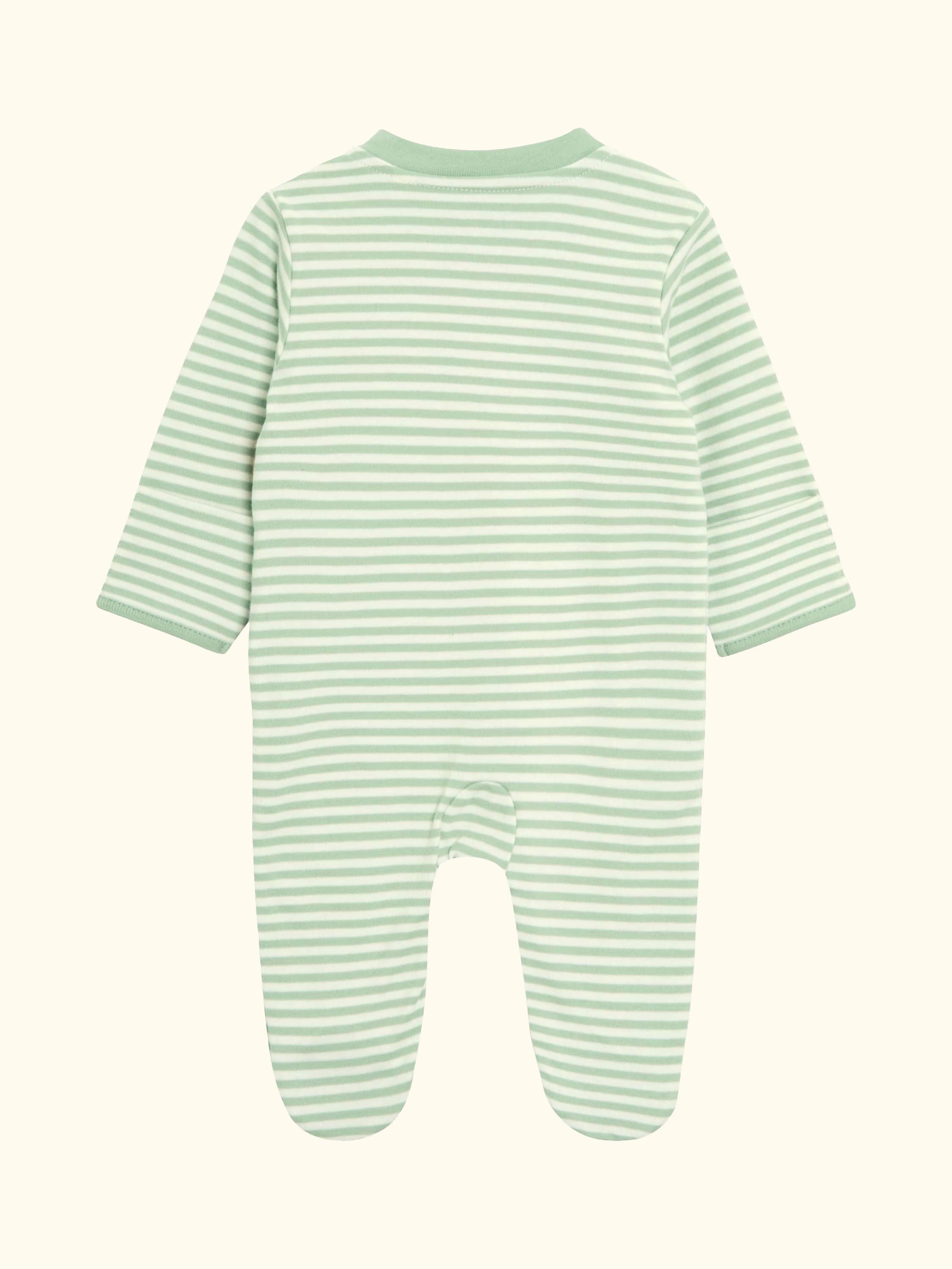 Baby Cotton Tiger Stripe Zip-Up Sleepsuit, Green