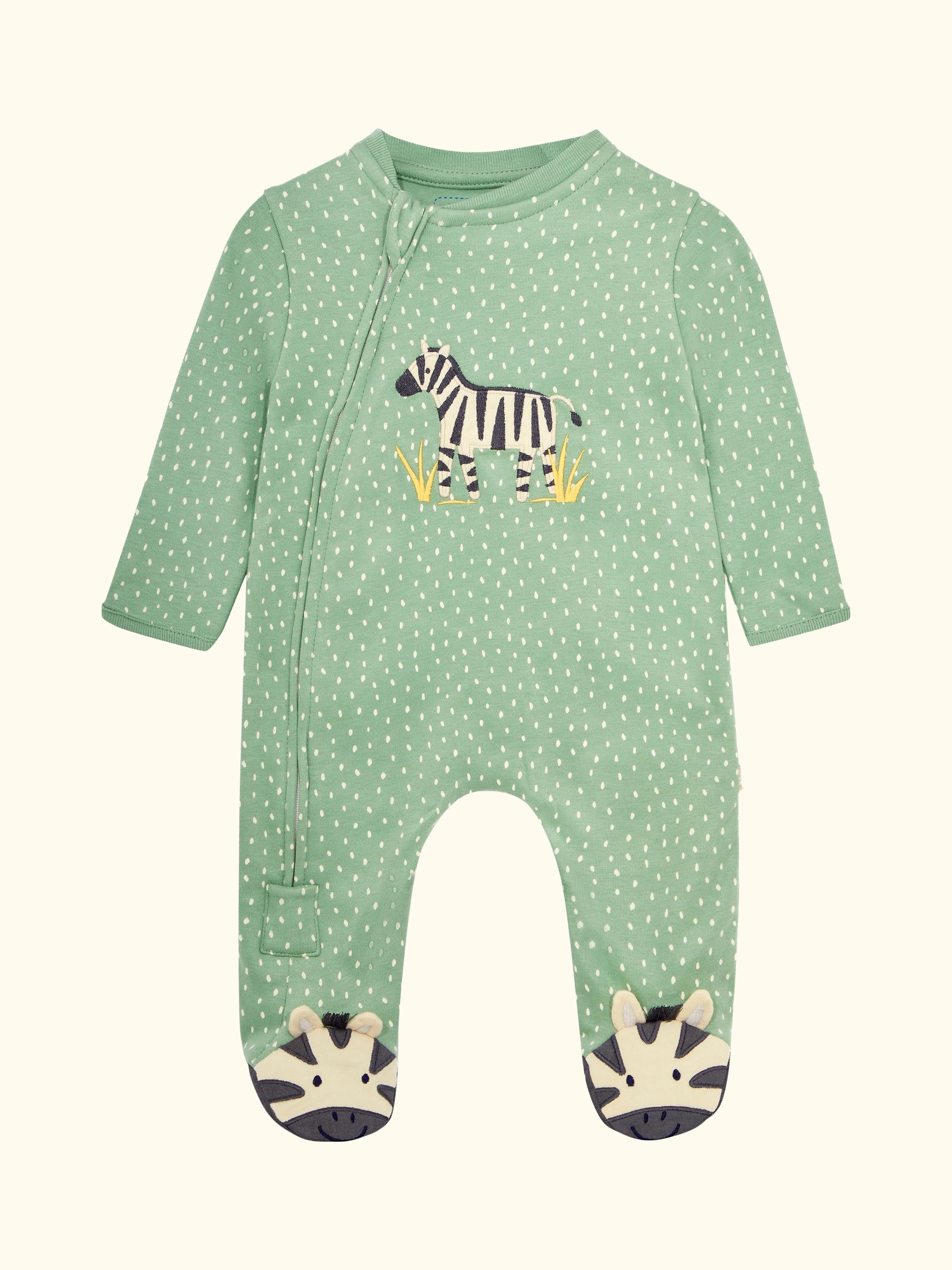 Zebra Applique Zip Sleepsuit, Green/Multi
