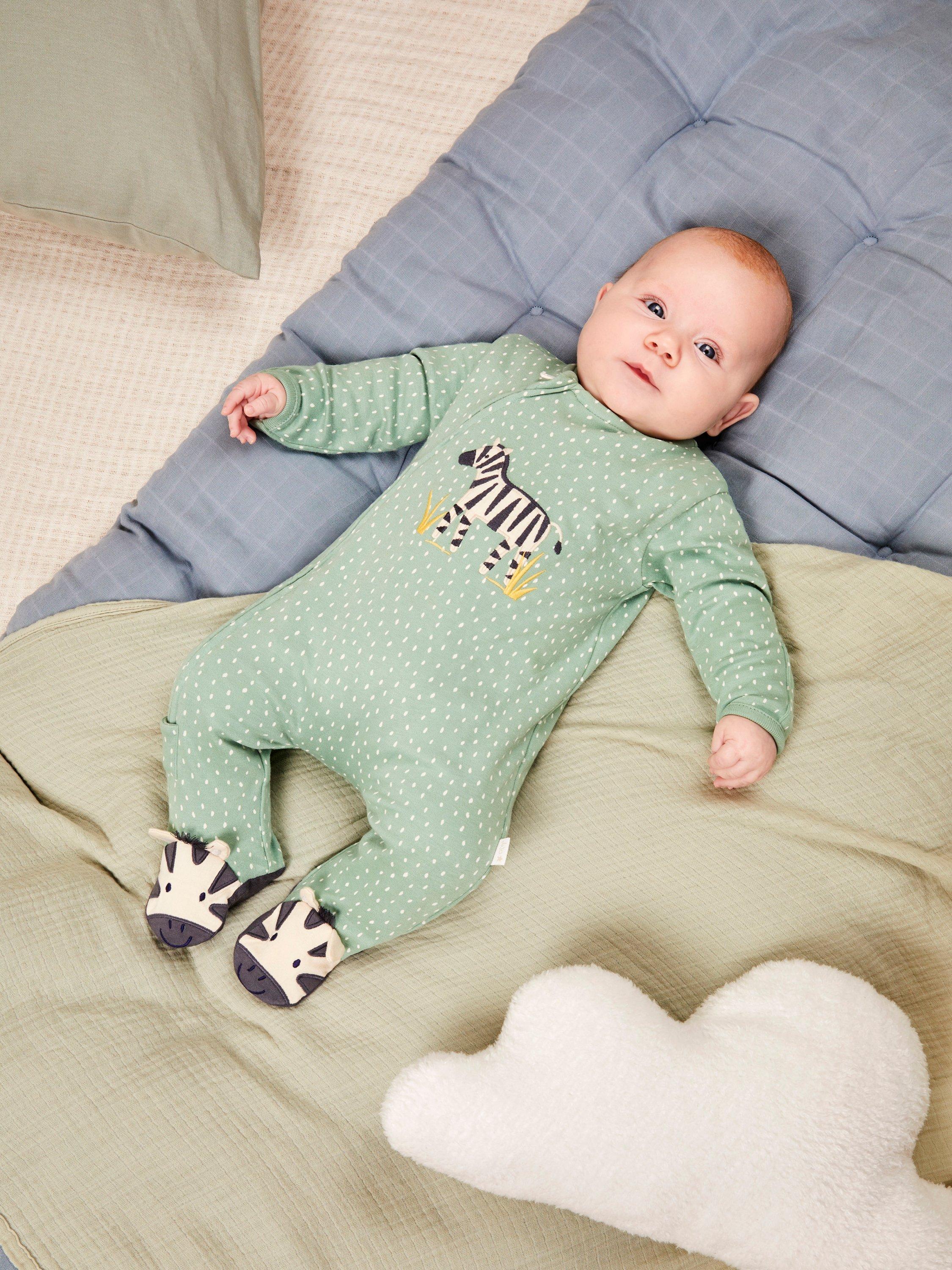 Zebra Applique Zip Sleepsuit, Green/Multi