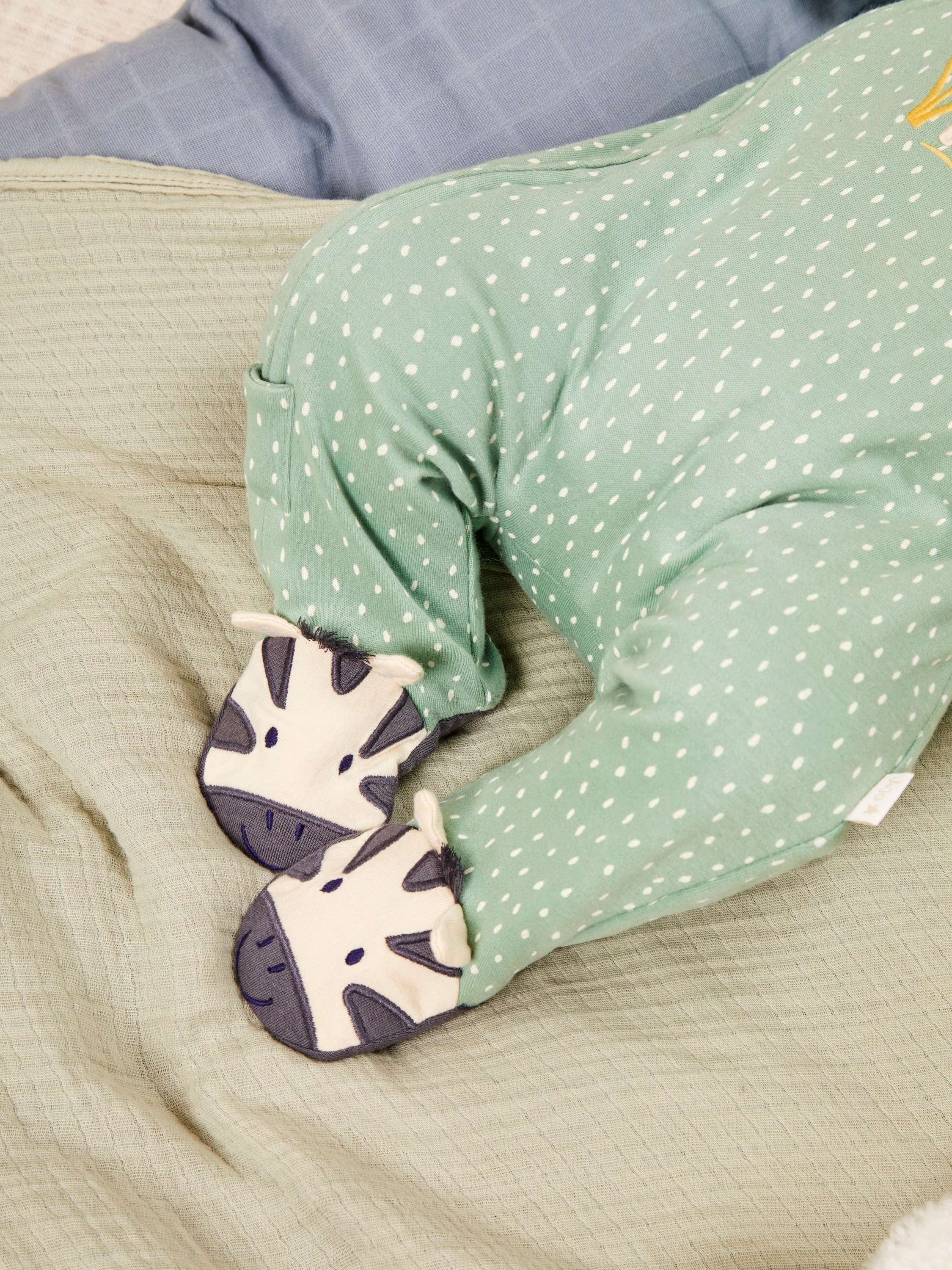 Zebra Applique Zip Sleepsuit, Green/Multi