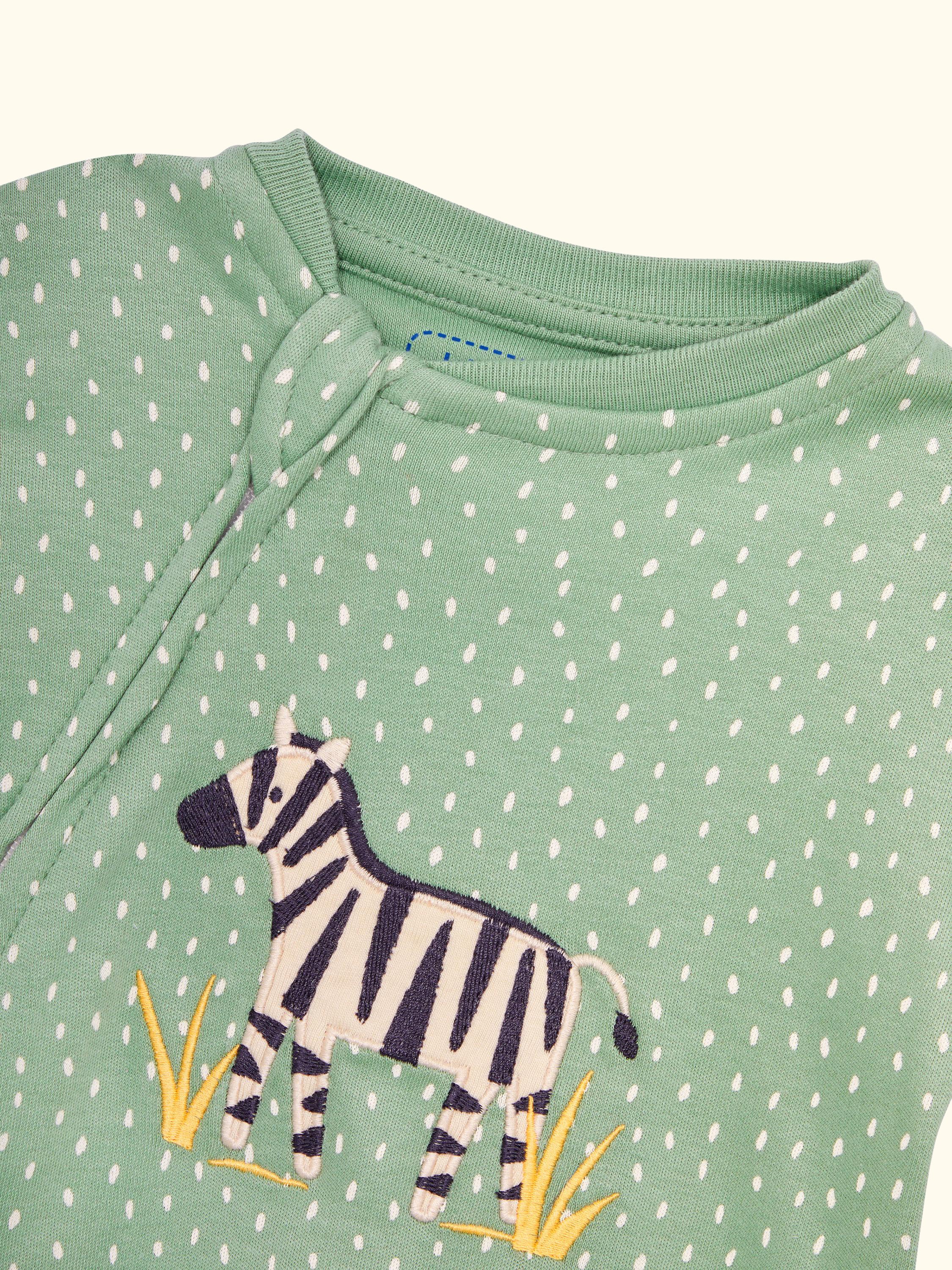 Zebra Applique Zip Sleepsuit, Green/Multi