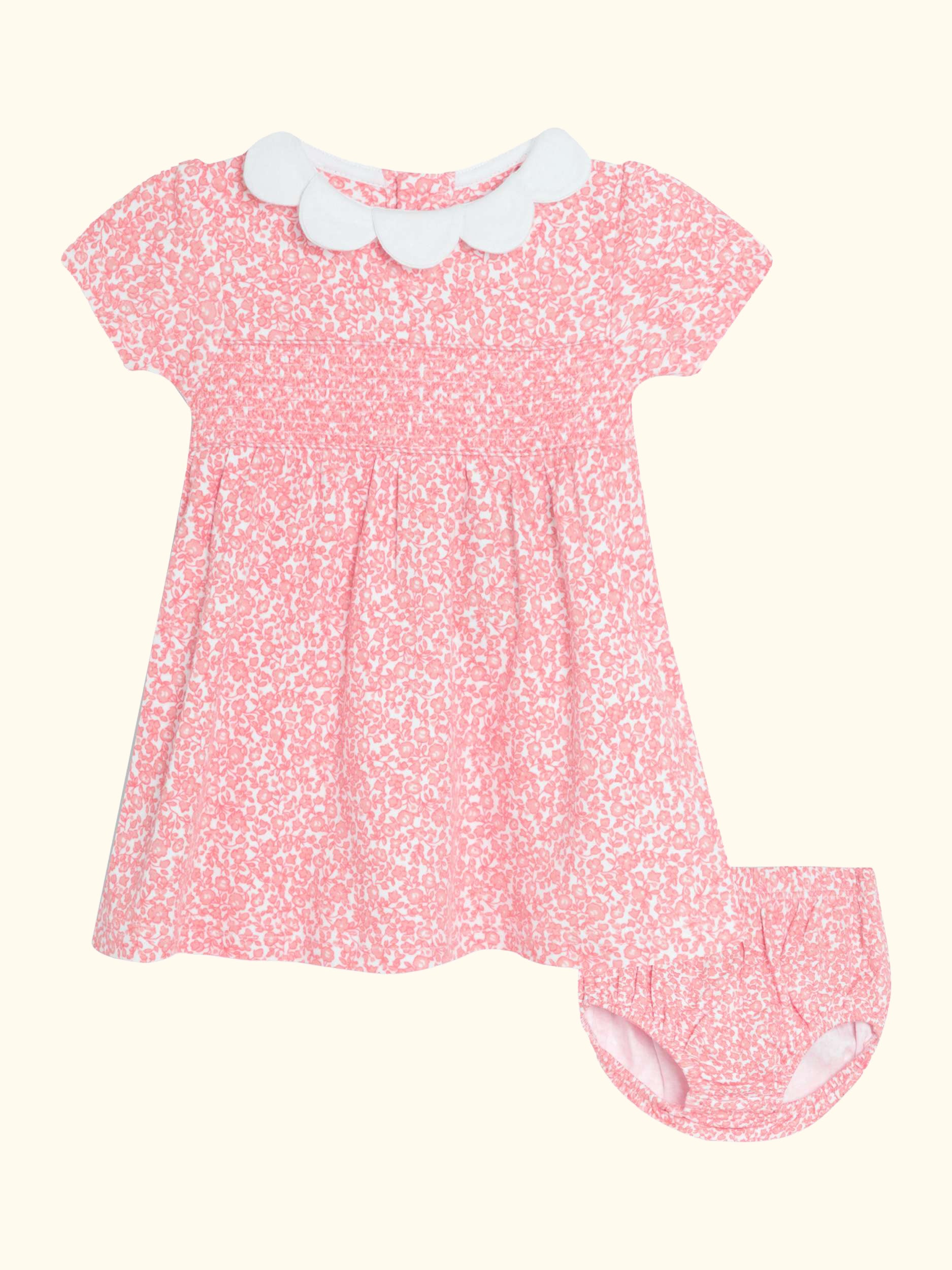 Baby Ditsy Floral Smocked Dress and Bloomers, Pink