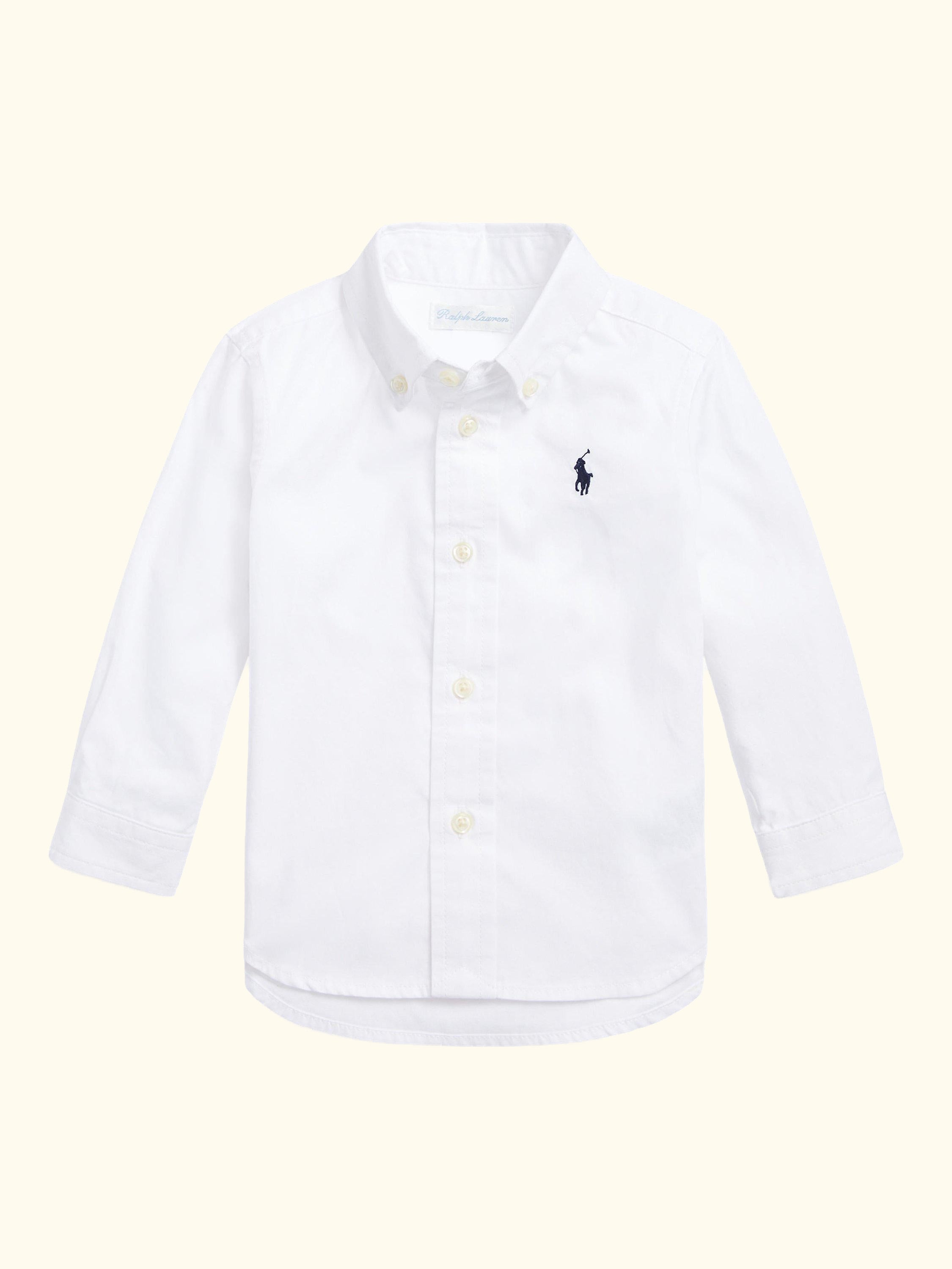 Baby Cotton Button-Down Collar Shirt, White