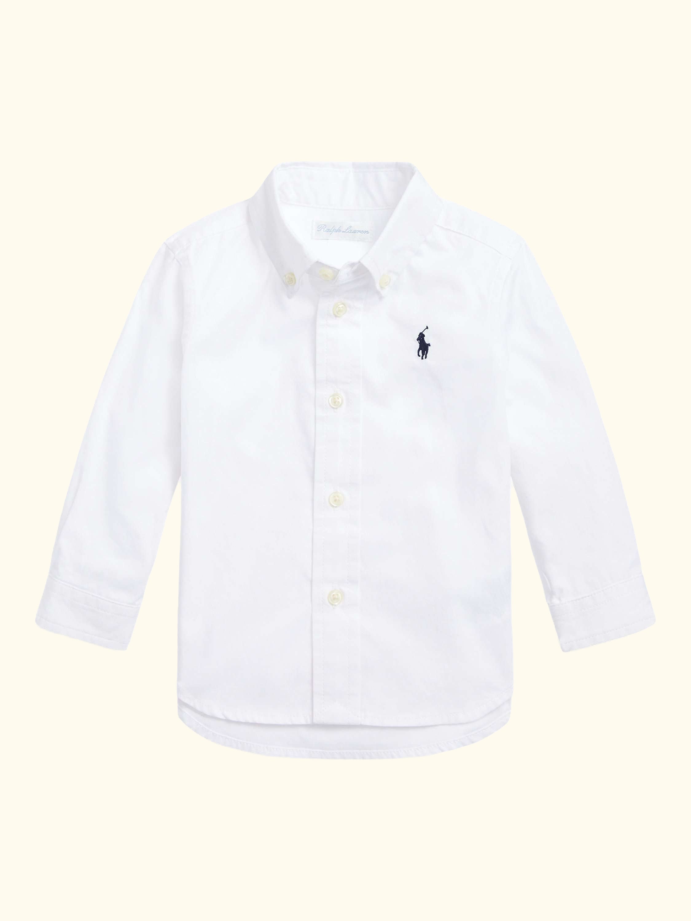 Baby Cotton Button-Down Collar Shirt, White