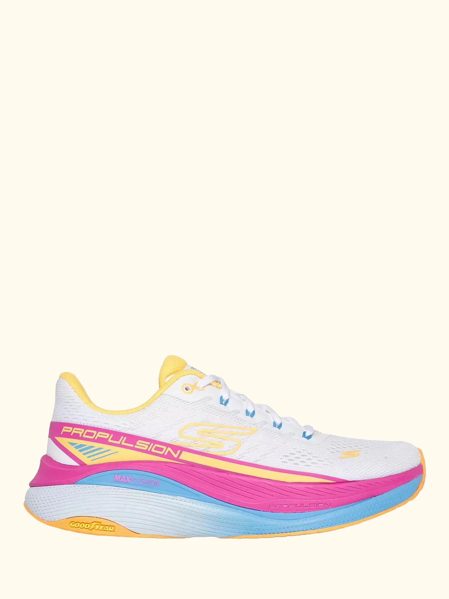 Skechers Max Cushioning Propulsion Trainers, White/Multi