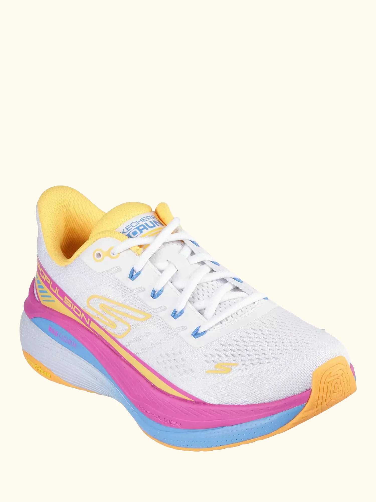 Skechers Max Cushioning Propulsion Trainers, White/Multi