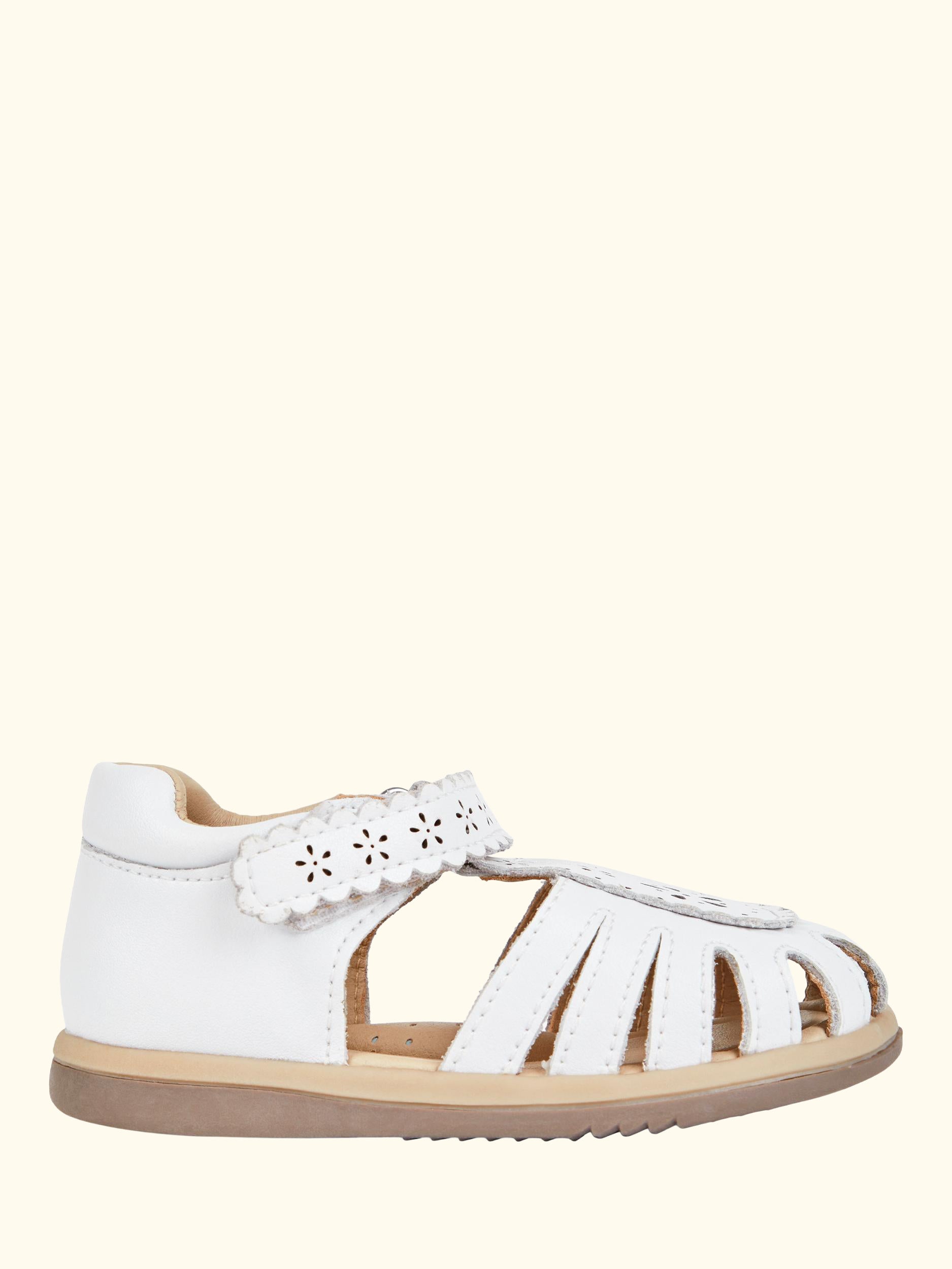 Pretty Leather Closed Toe Sandals, White