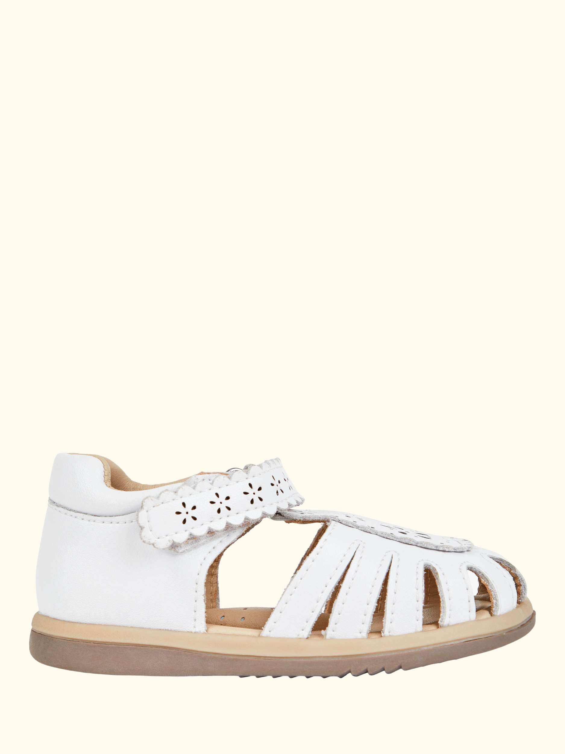 Pretty Leather Closed Toe Sandals, White