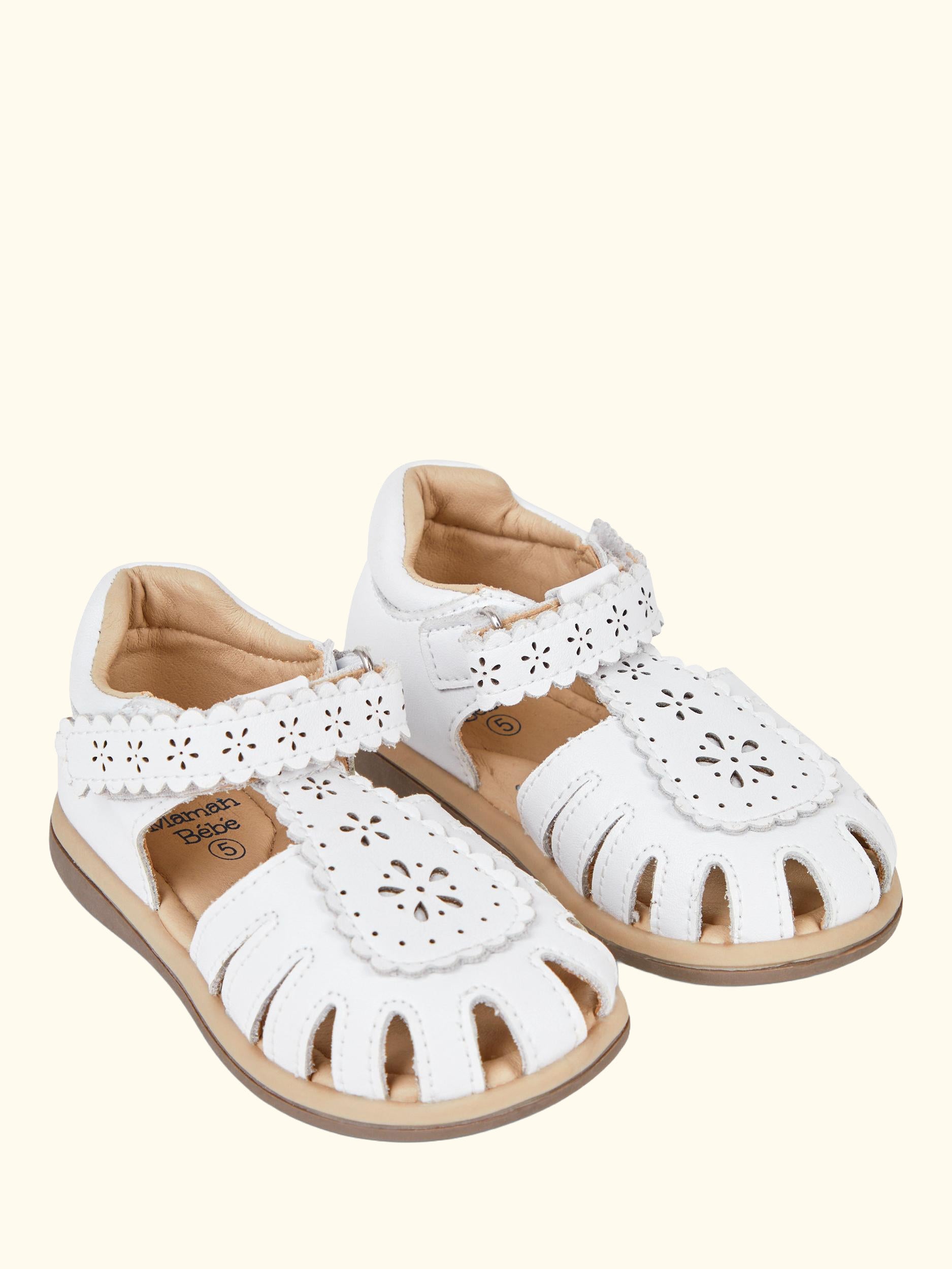 Pretty Leather Closed Toe Sandals, White