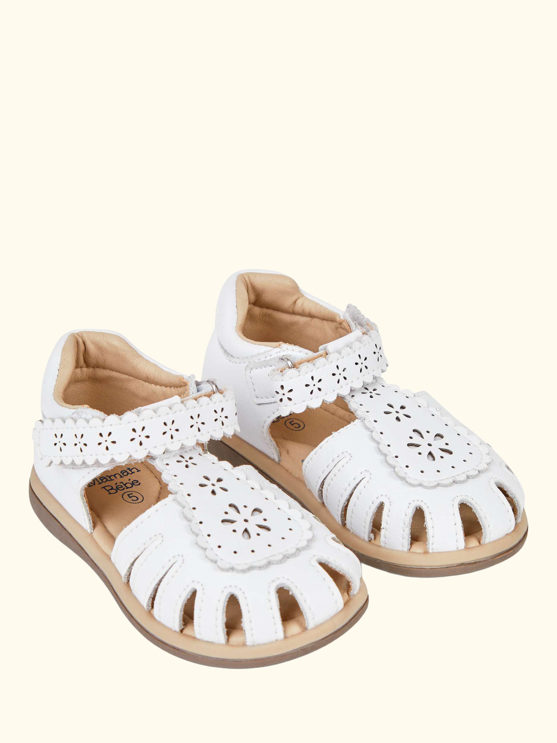 Pretty Leather Closed Toe Sandals, White