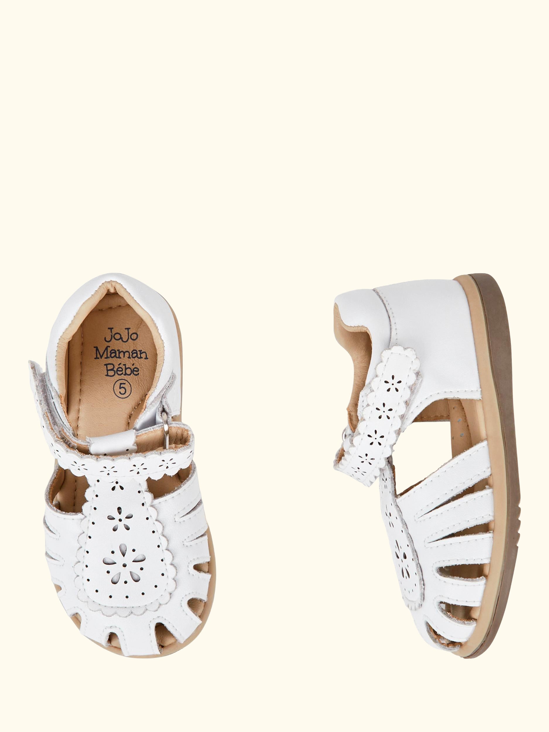 Pretty Leather Closed Toe Sandals, White