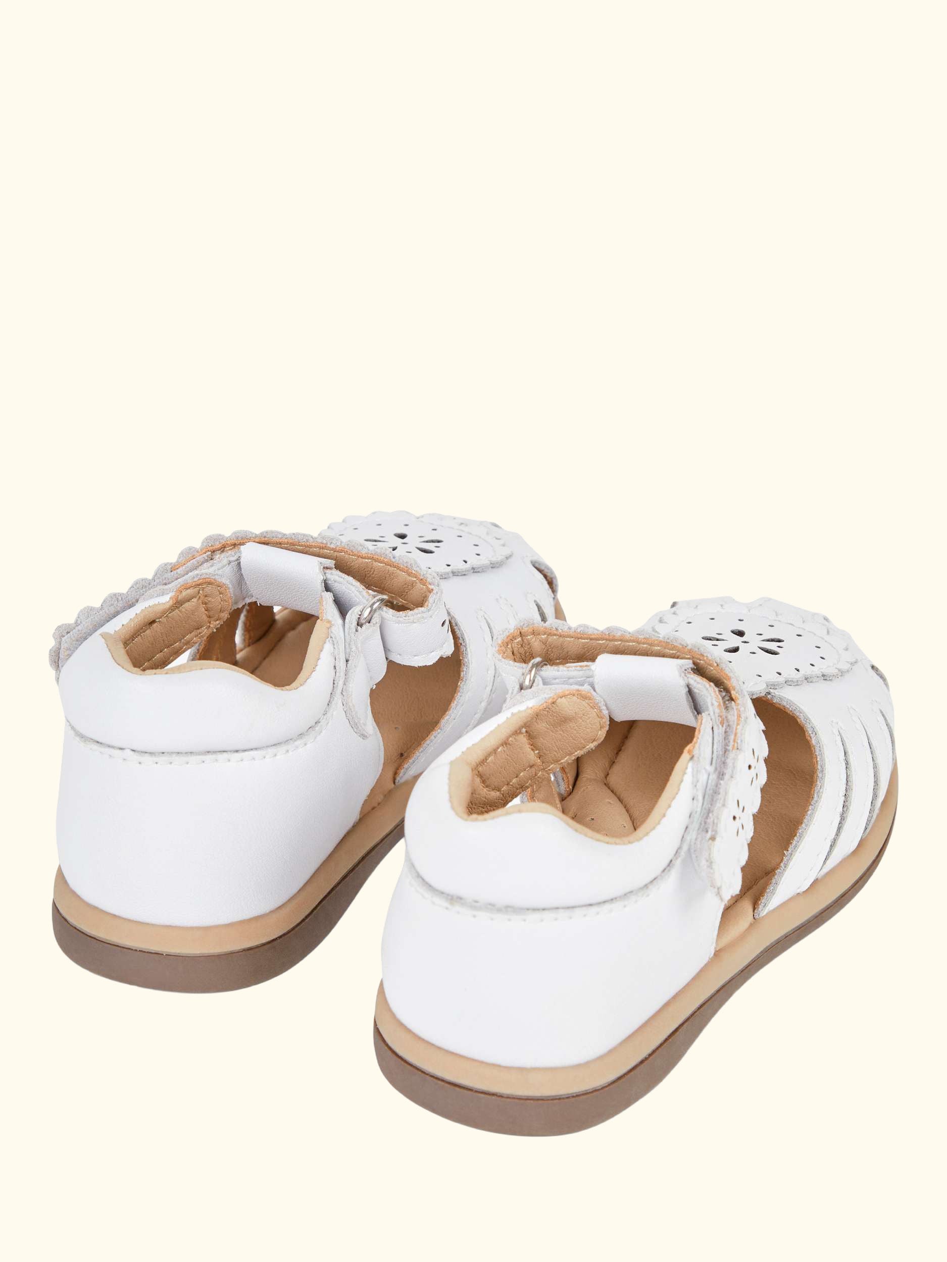 Pretty Leather Closed Toe Sandals, White