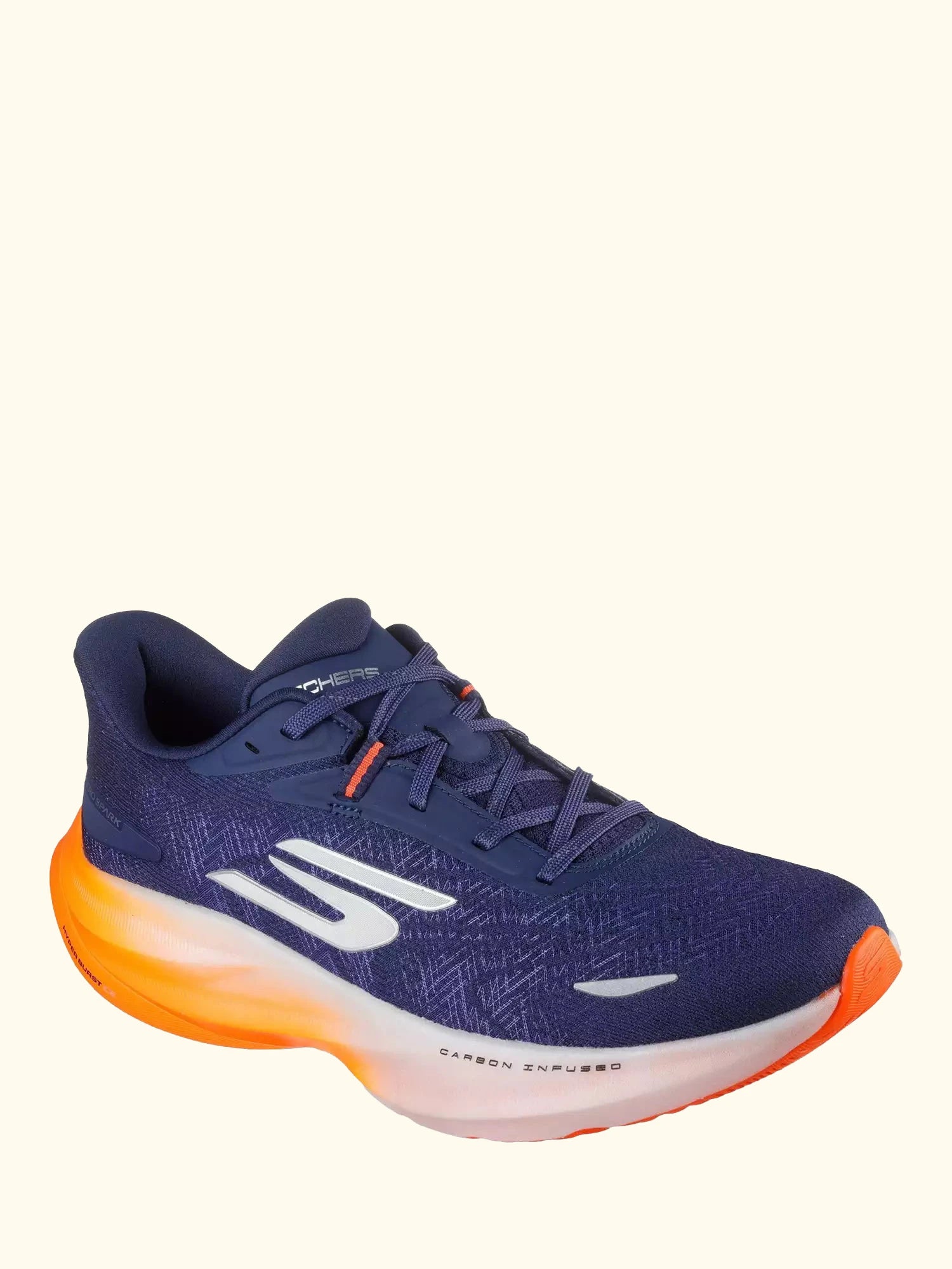 Skechers GO RUN Ride 12 Lace Up Trainers, Navy/Orange