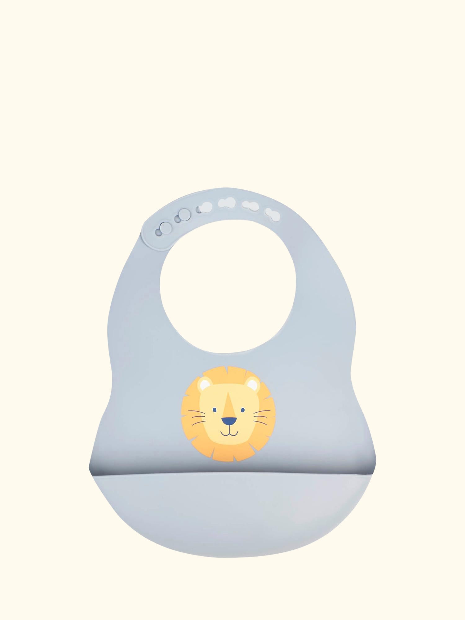 Silicone Safari Bib, Pack of 2, Blue