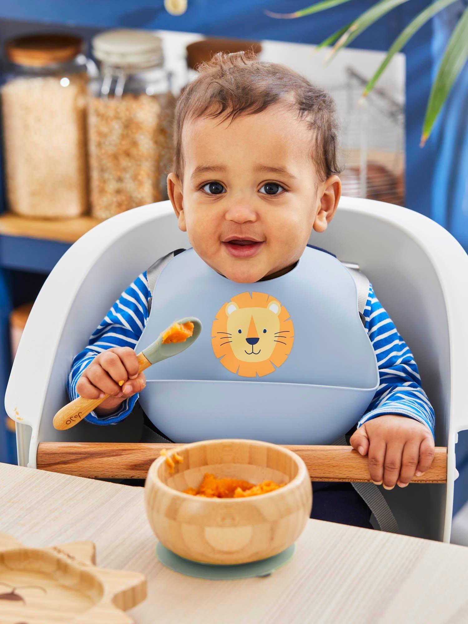 Silicone Safari Bib, Pack of 2, Blue