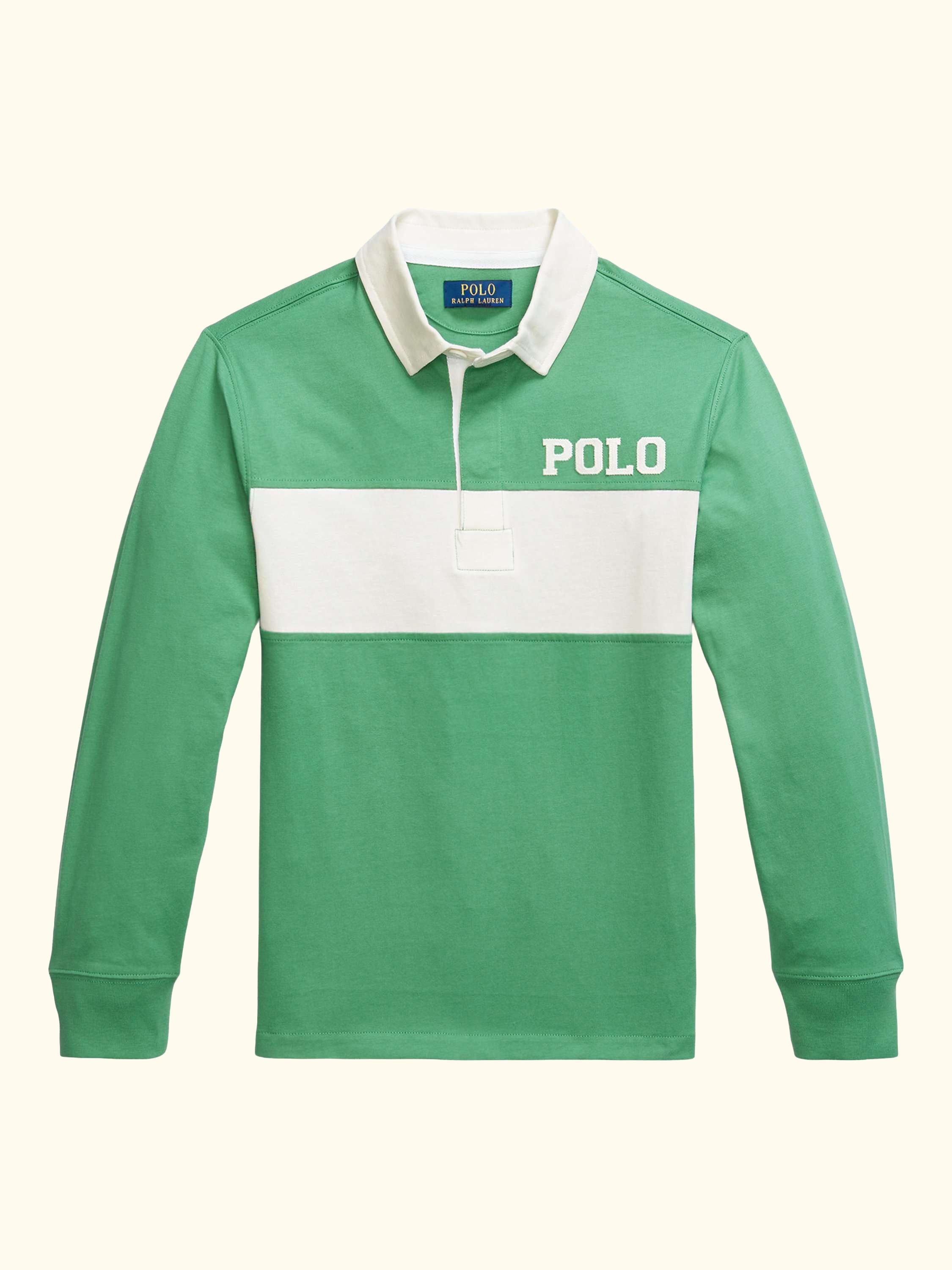 Kids' Cotton Long Sleeved Rugby Shirt, Raft Green