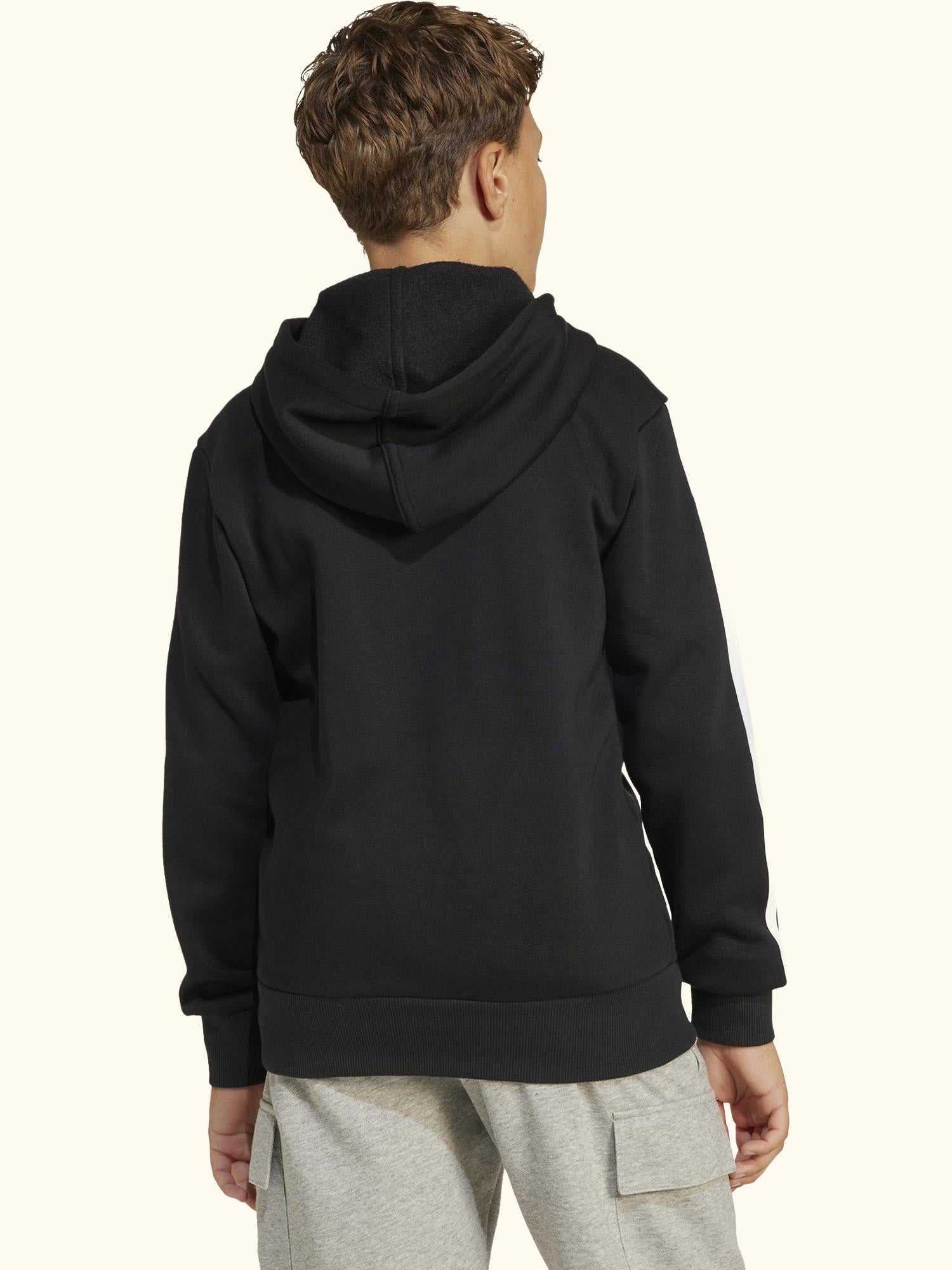 Kids' Cotton Blend Essentials Full Zip Hoodie, Black/White
