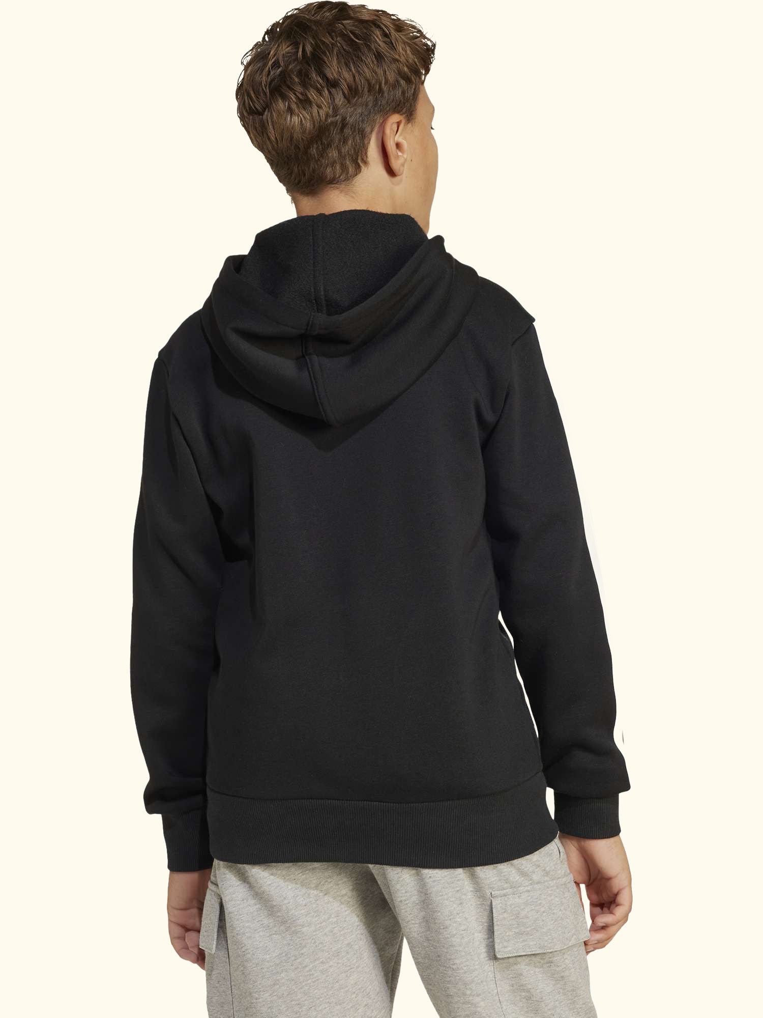 Kids' Cotton Blend Essentials Full Zip Hoodie, Black/White