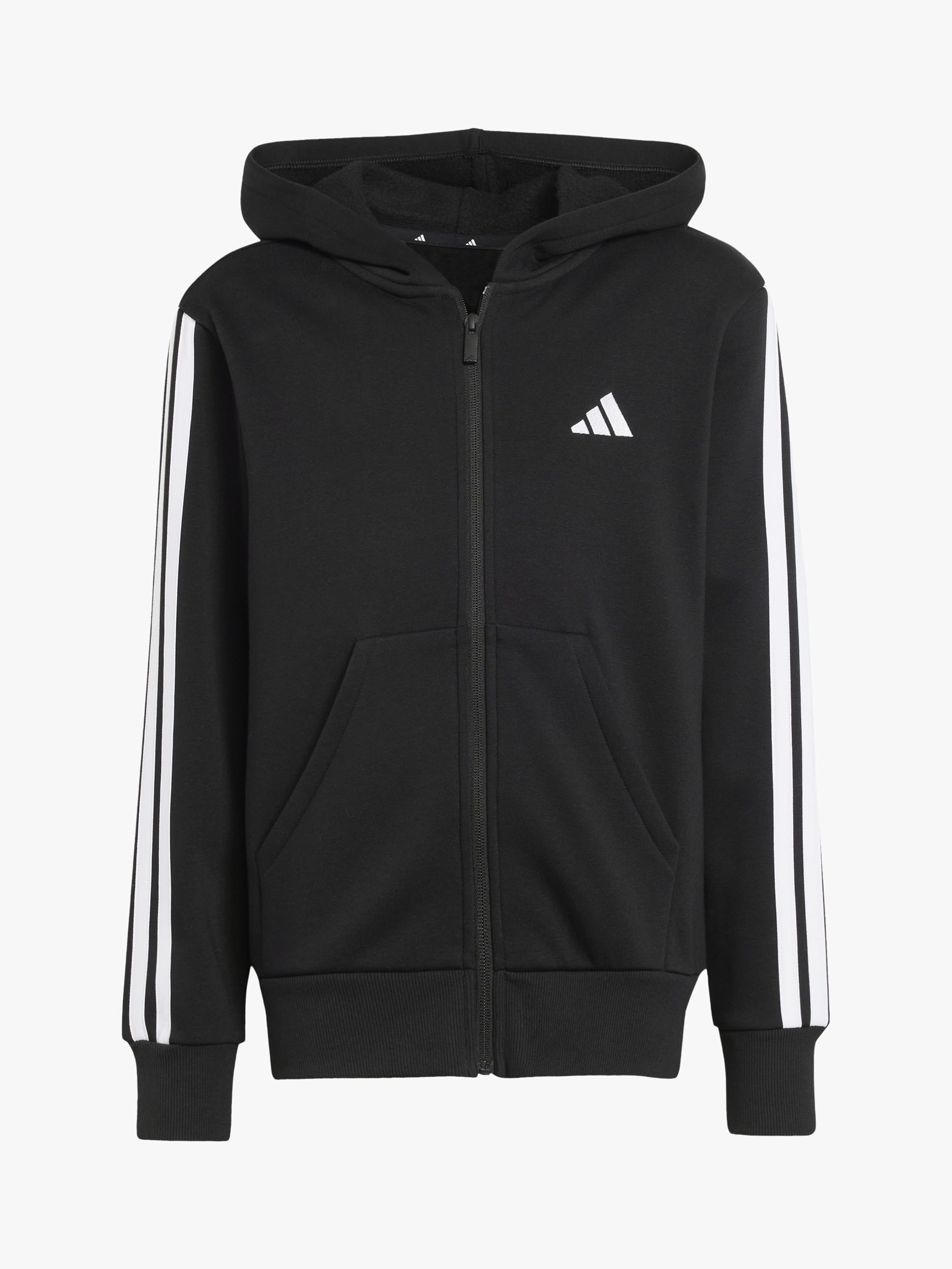 Kids' Cotton Blend Essentials Full Zip Hoodie, Black/White