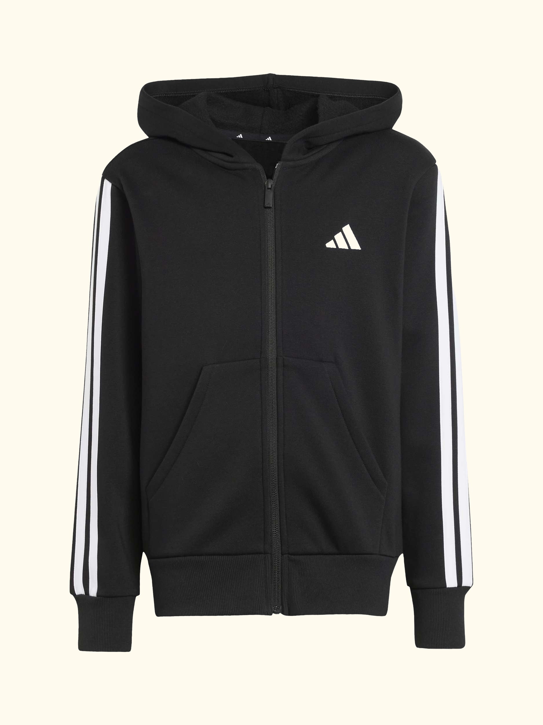 Kids' Cotton Blend Essentials Full Zip Hoodie, Black/White