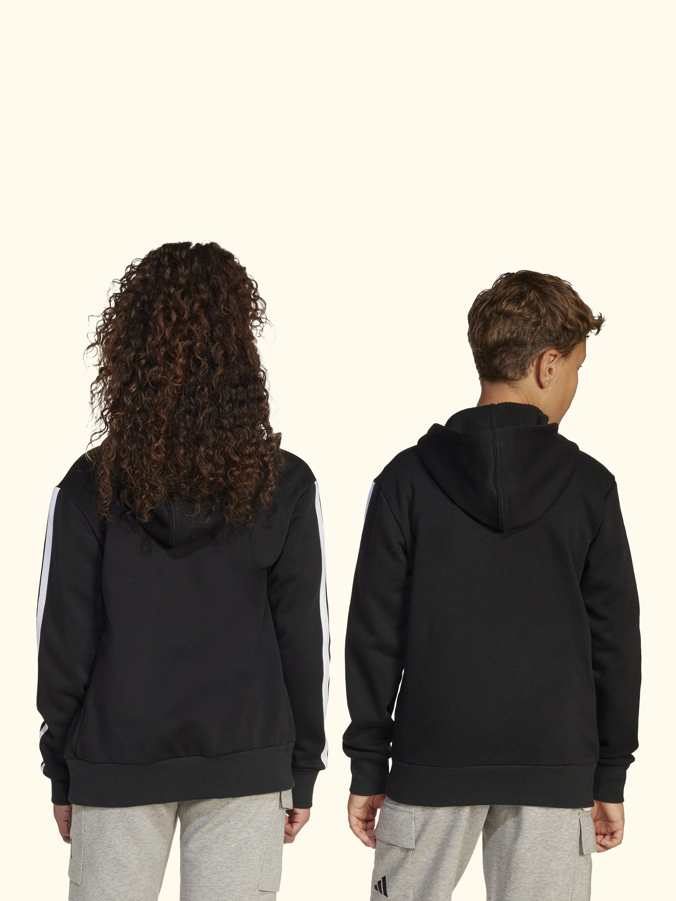 Kids' Cotton Blend Essentials Full Zip Hoodie, Black/White