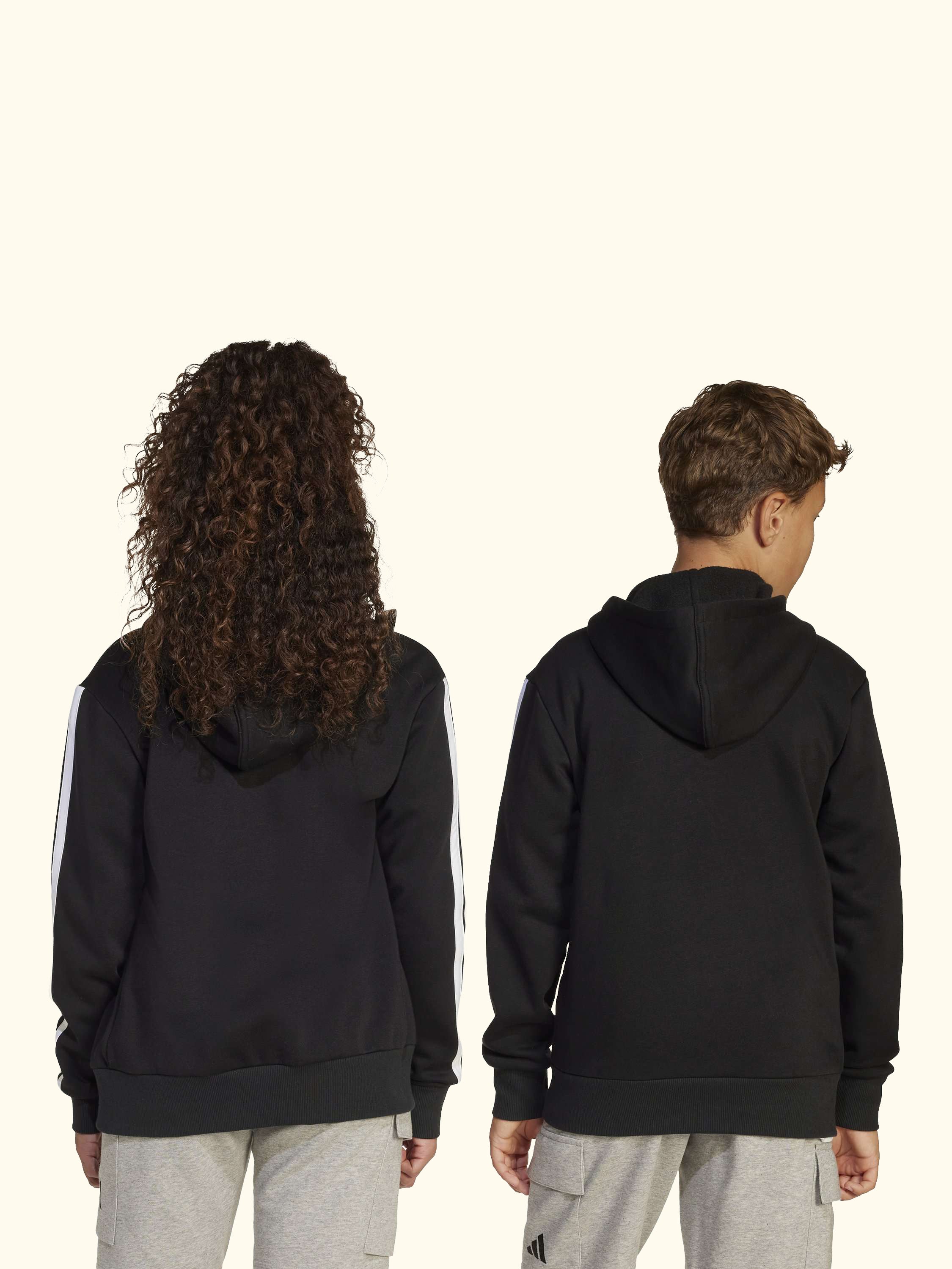 Kids' Cotton Blend Essentials Full Zip Hoodie, Black/White