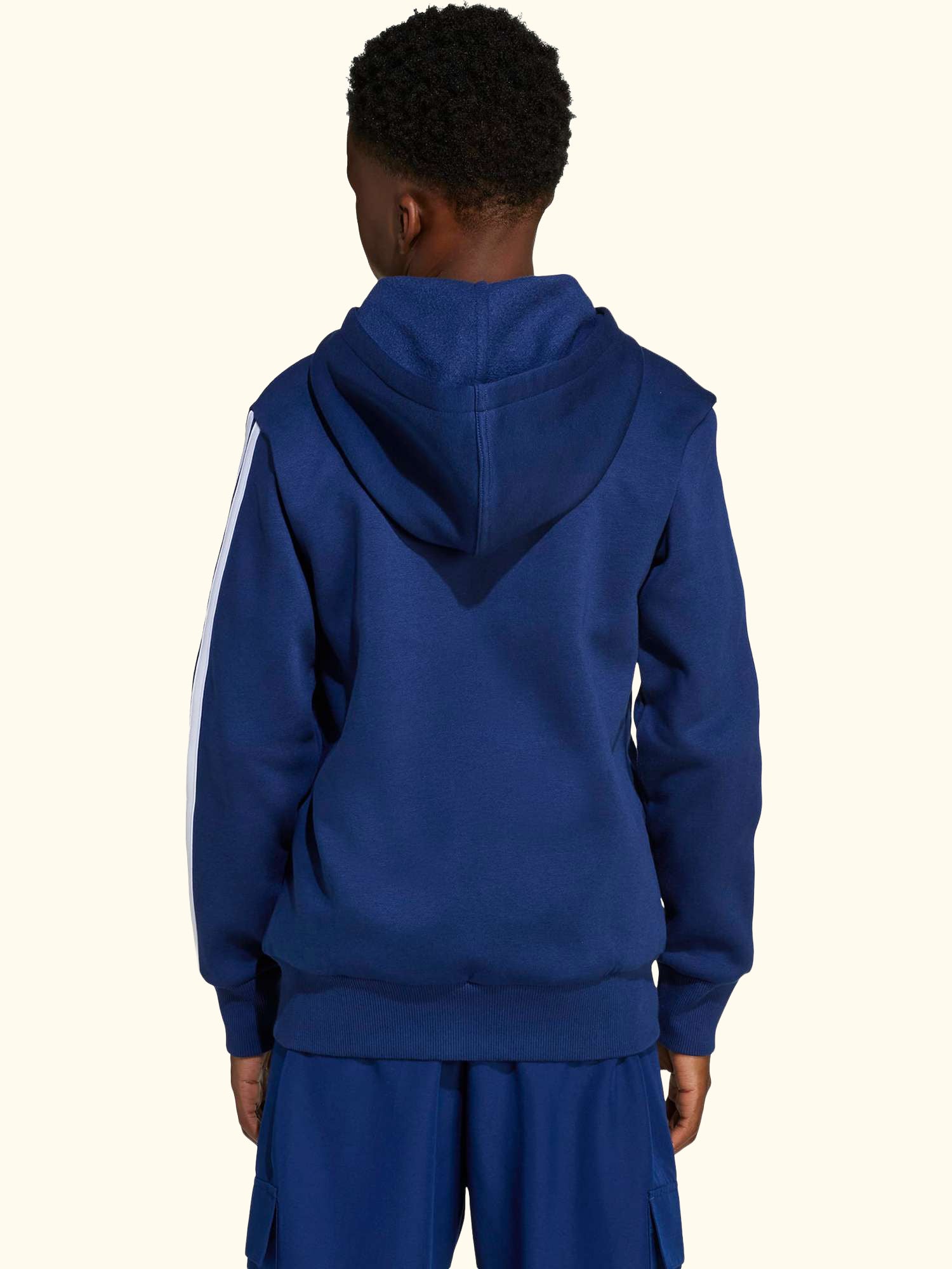 Kids' Cotton Blend Essentials Full Zip Hoodie, Black/White