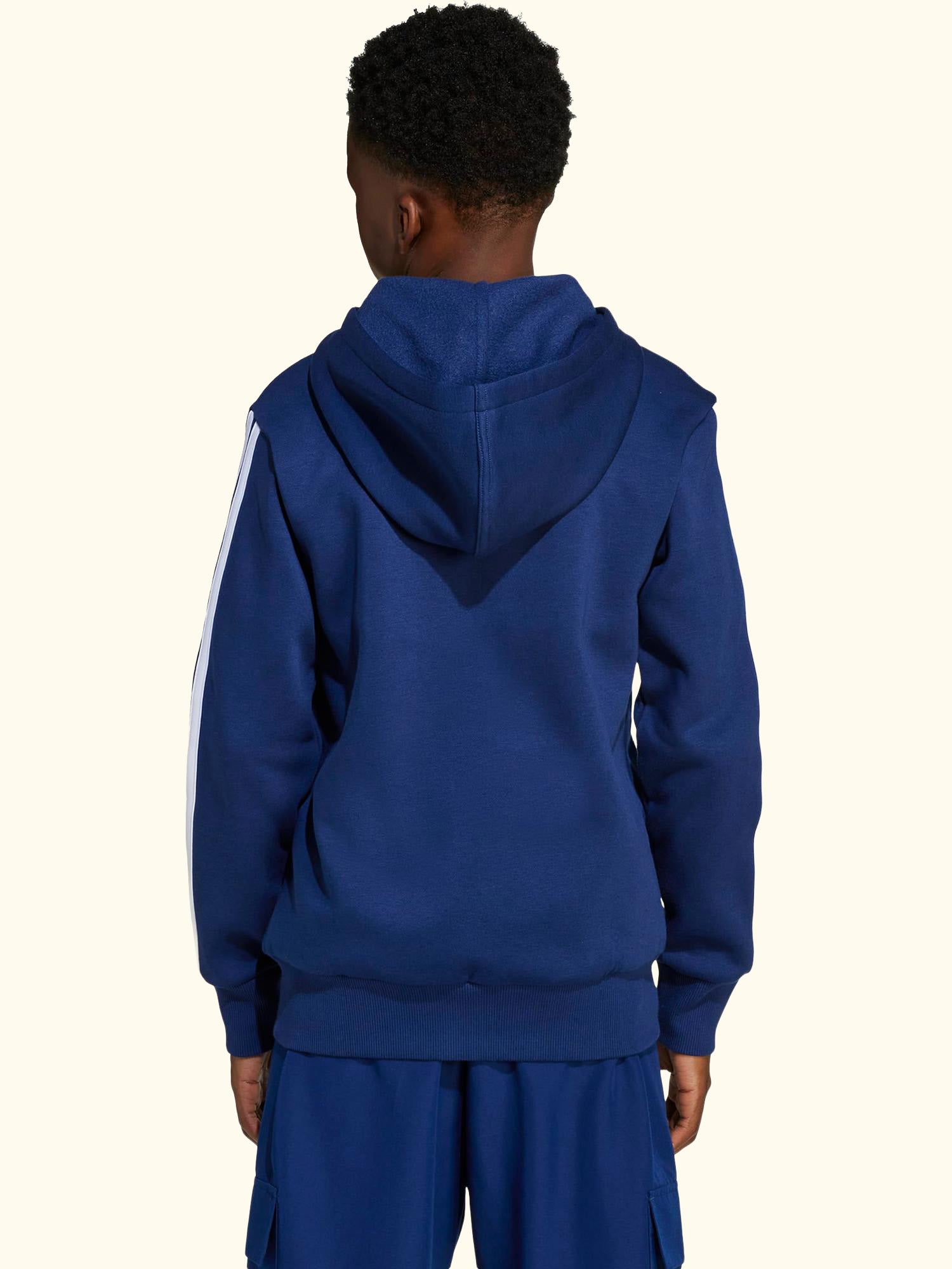 Kids' Cotton Blend Essentials Full Zip Hoodie, Black/White