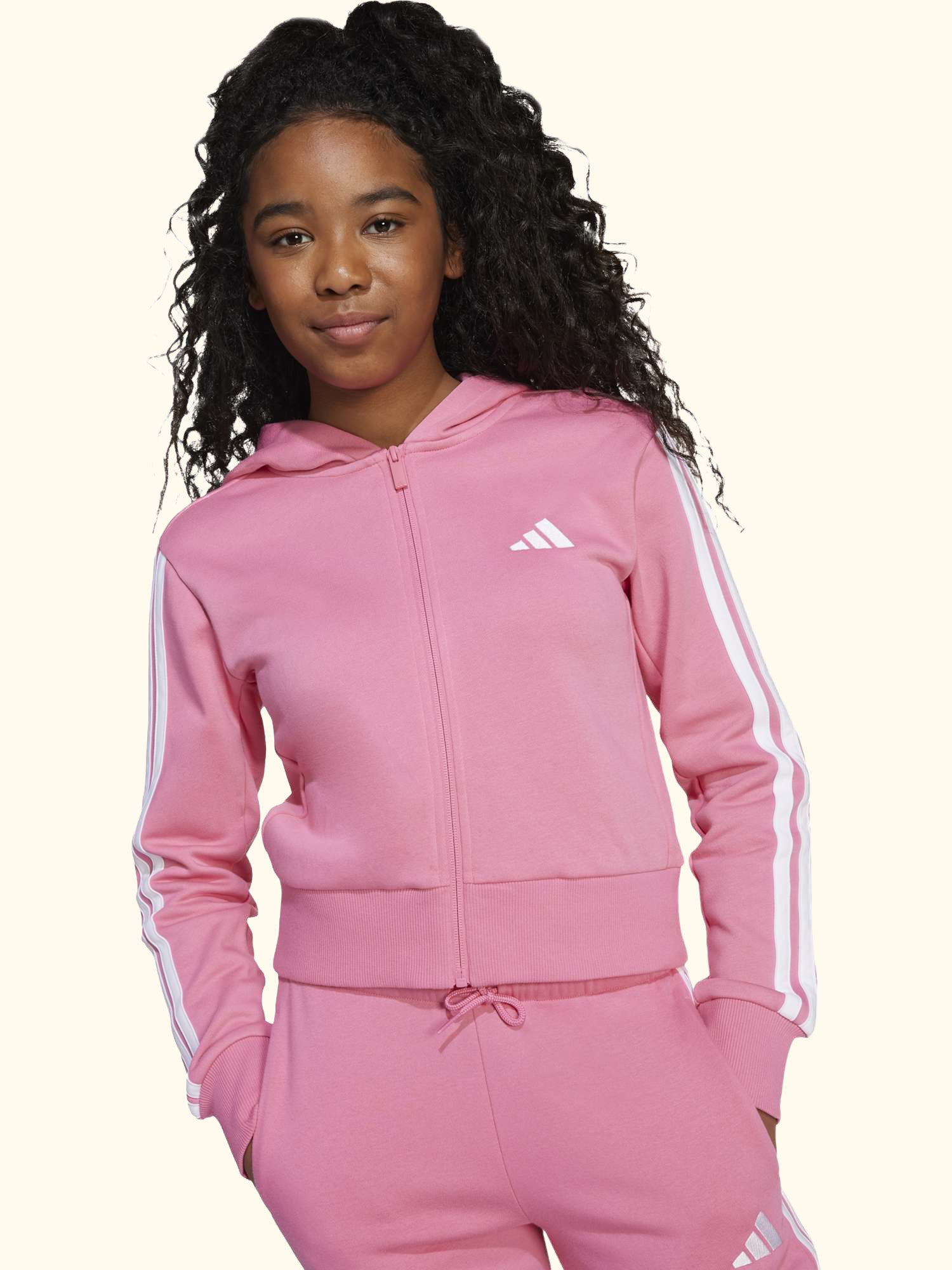 Kids' Cotton Blend Essentials Tracksuit, Pink/White