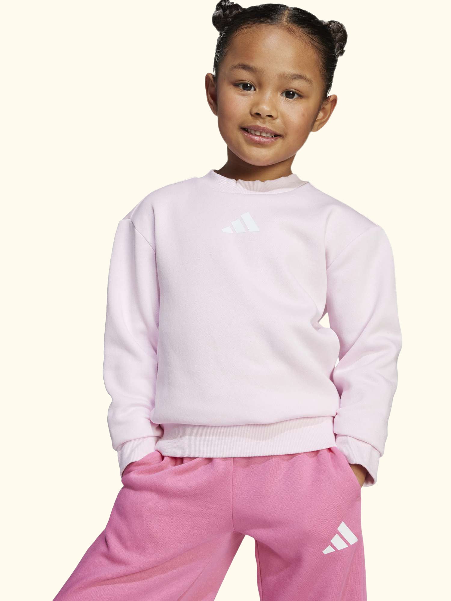 Kids' Fleece Joggers Set, Pink/White
