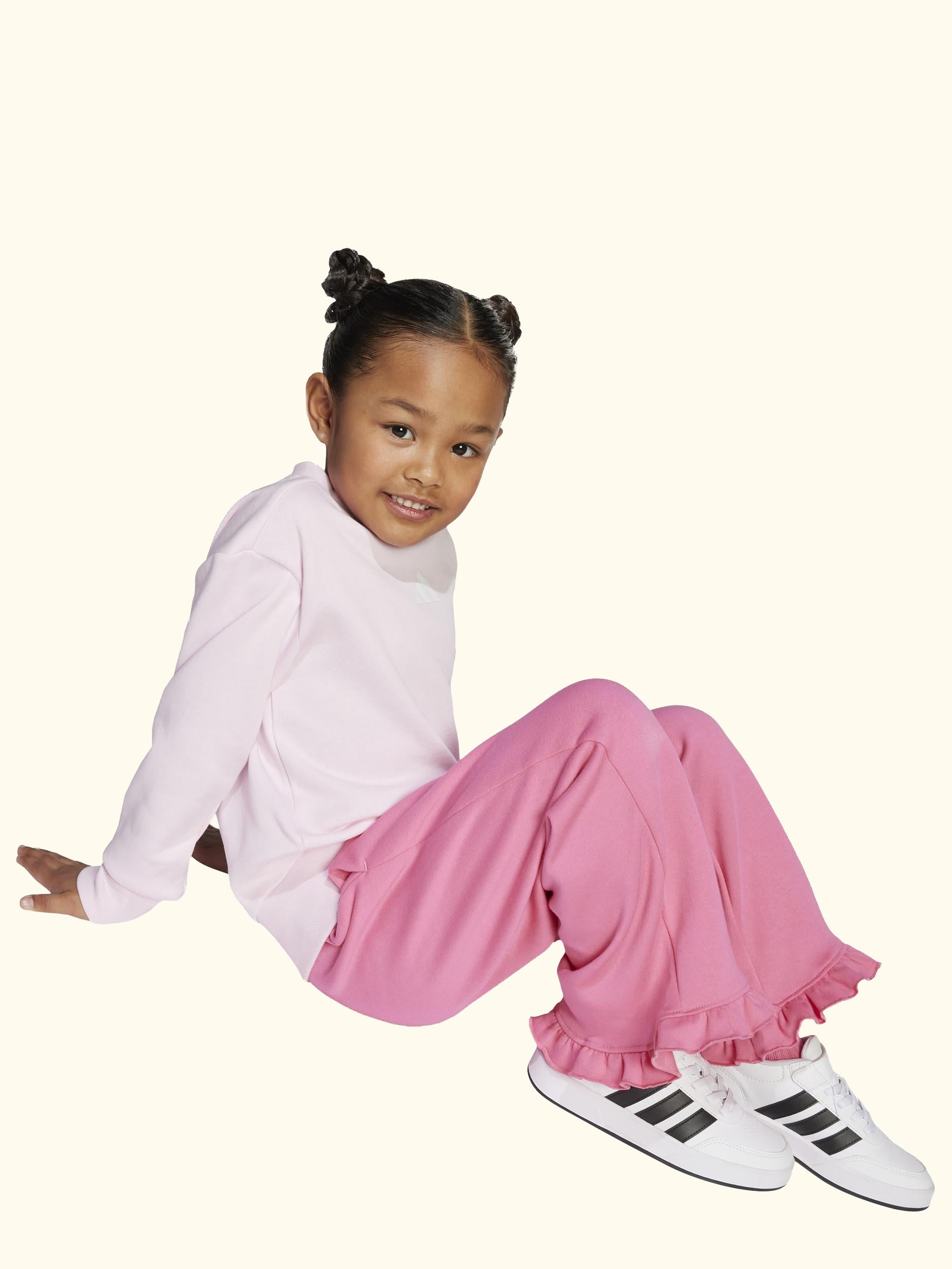 Kids' Fleece Joggers Set, Pink/White