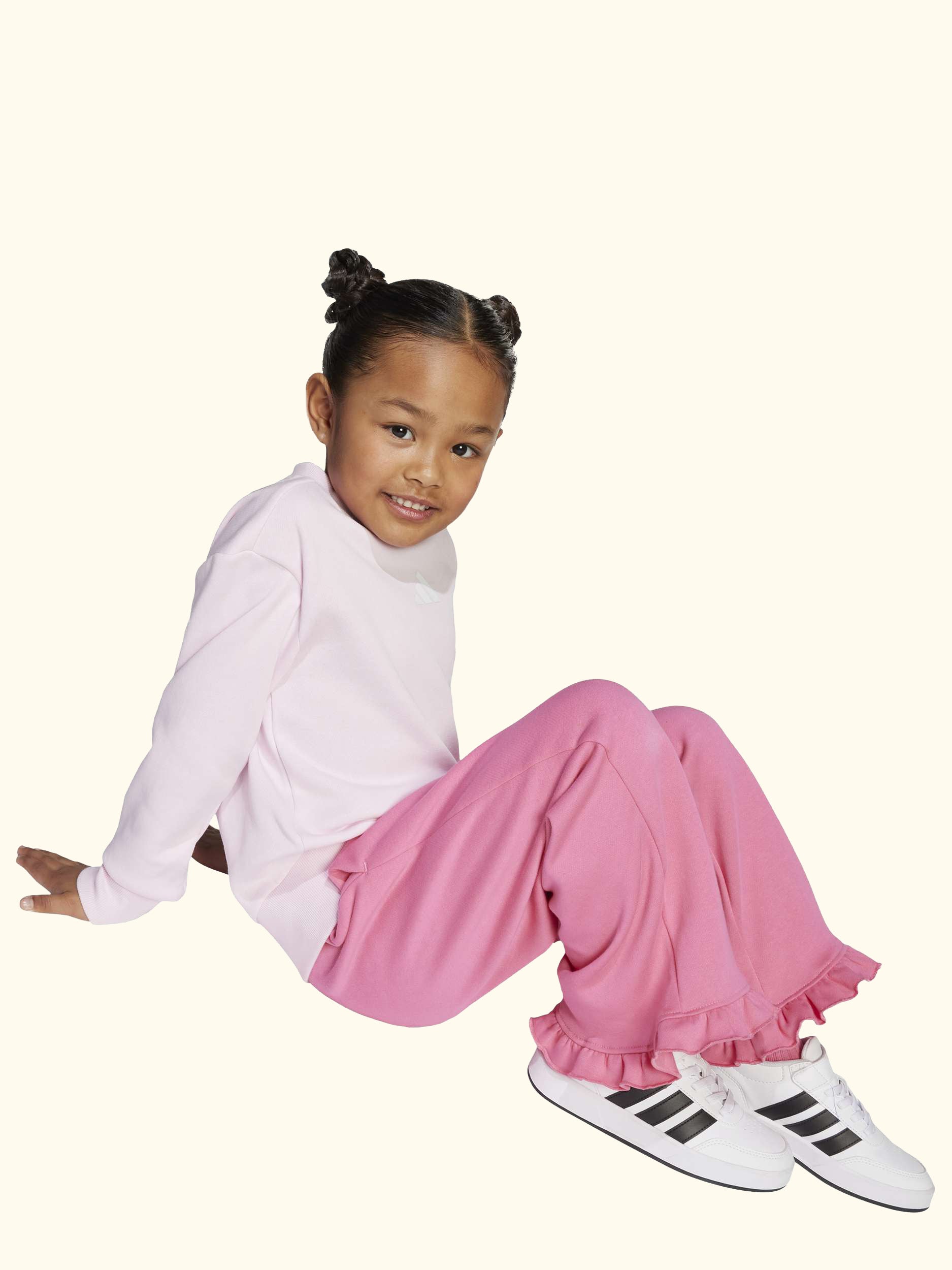 Kids' Fleece Joggers Set, Pink/White