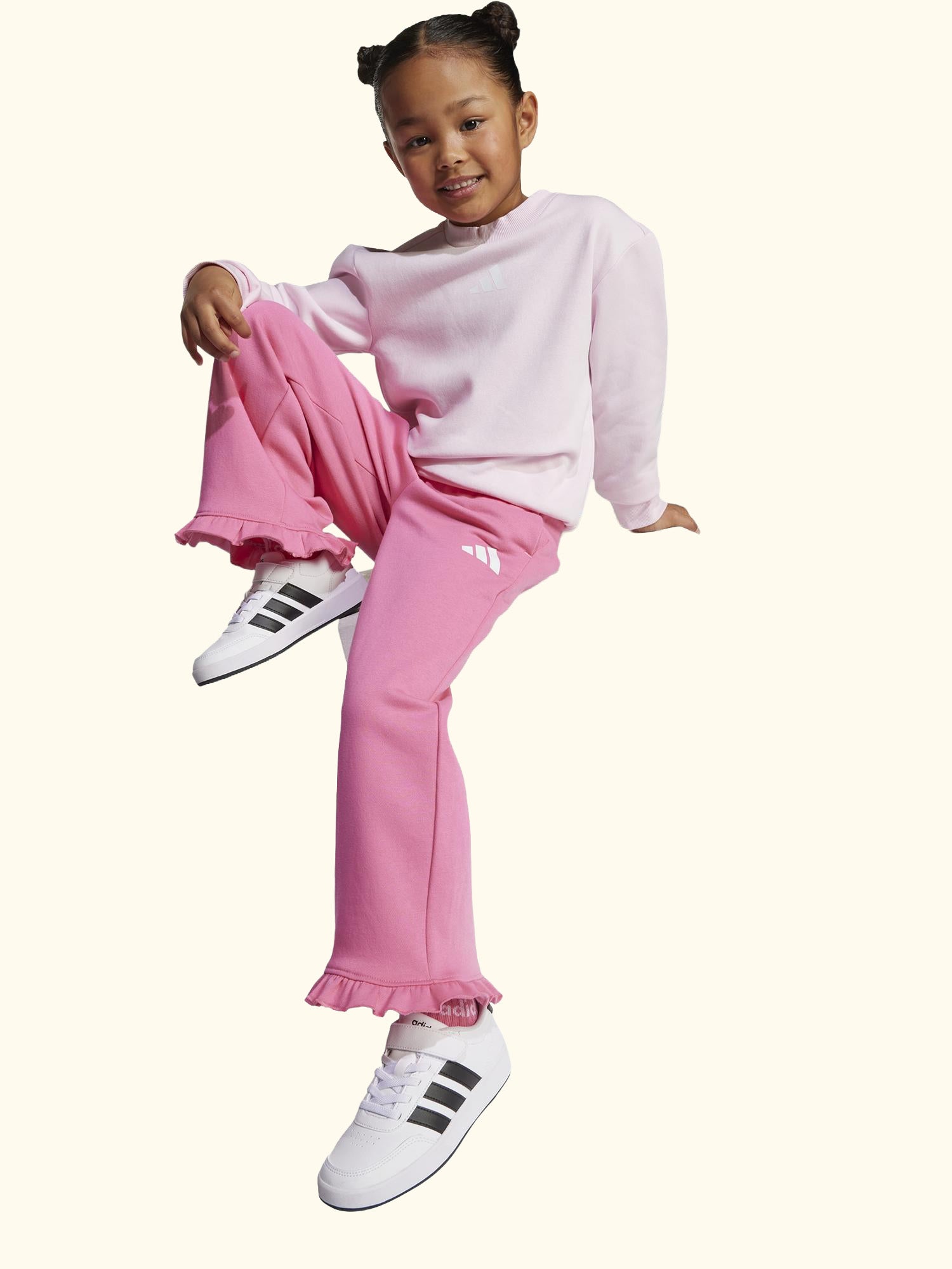 Kids' Fleece Joggers Set, Pink/White