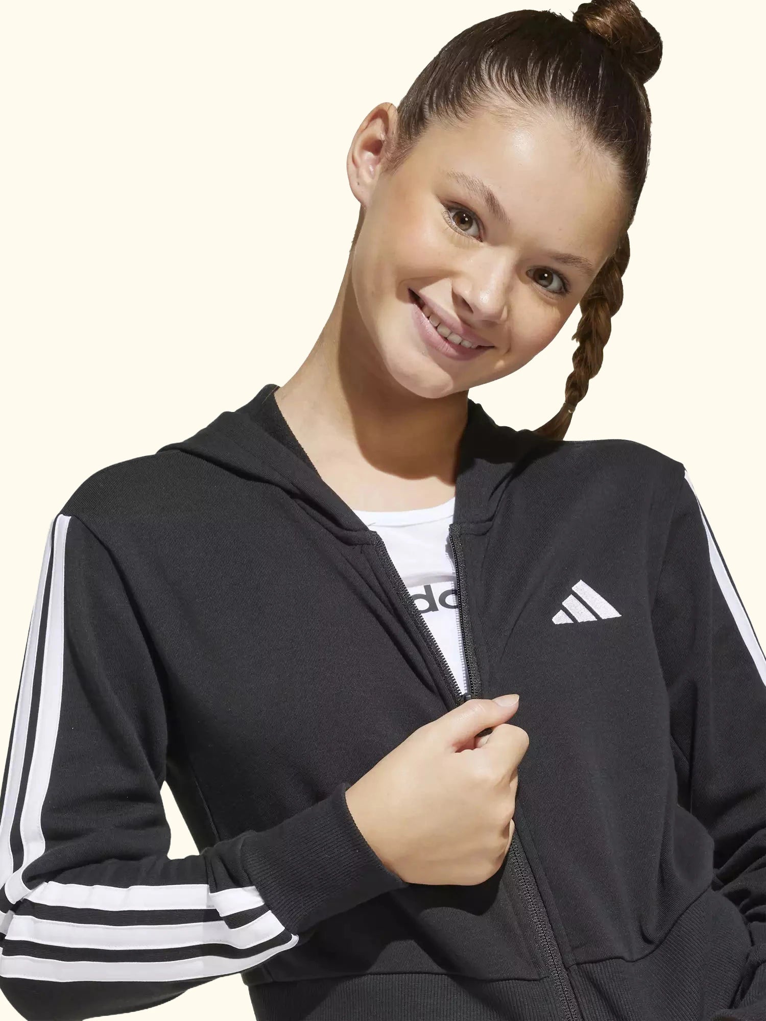 addias Kids' Cotton Blend Essentials Full Zip Hoodie