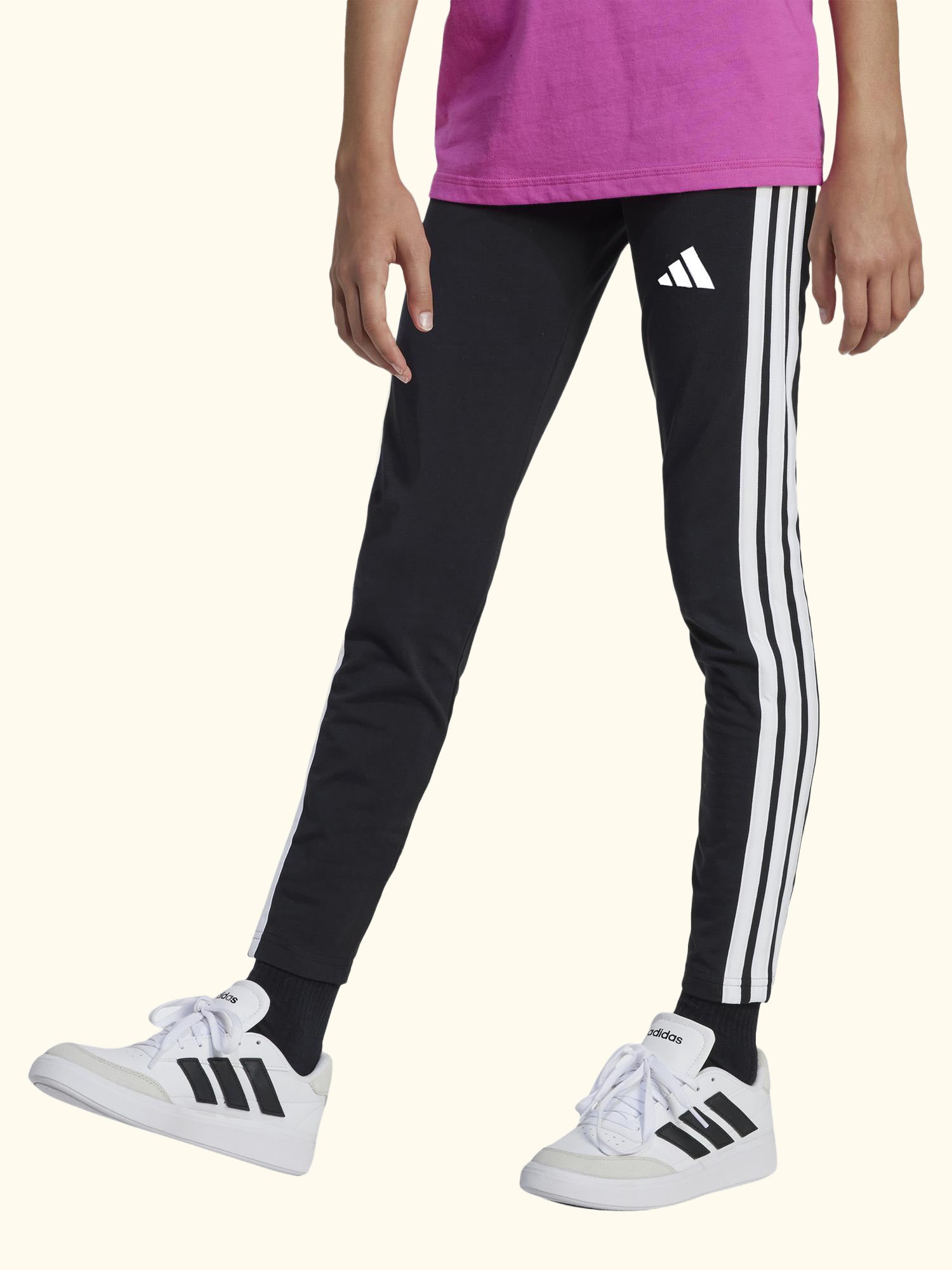 Kids' Cotton Blend Essential Leggings, Black/White