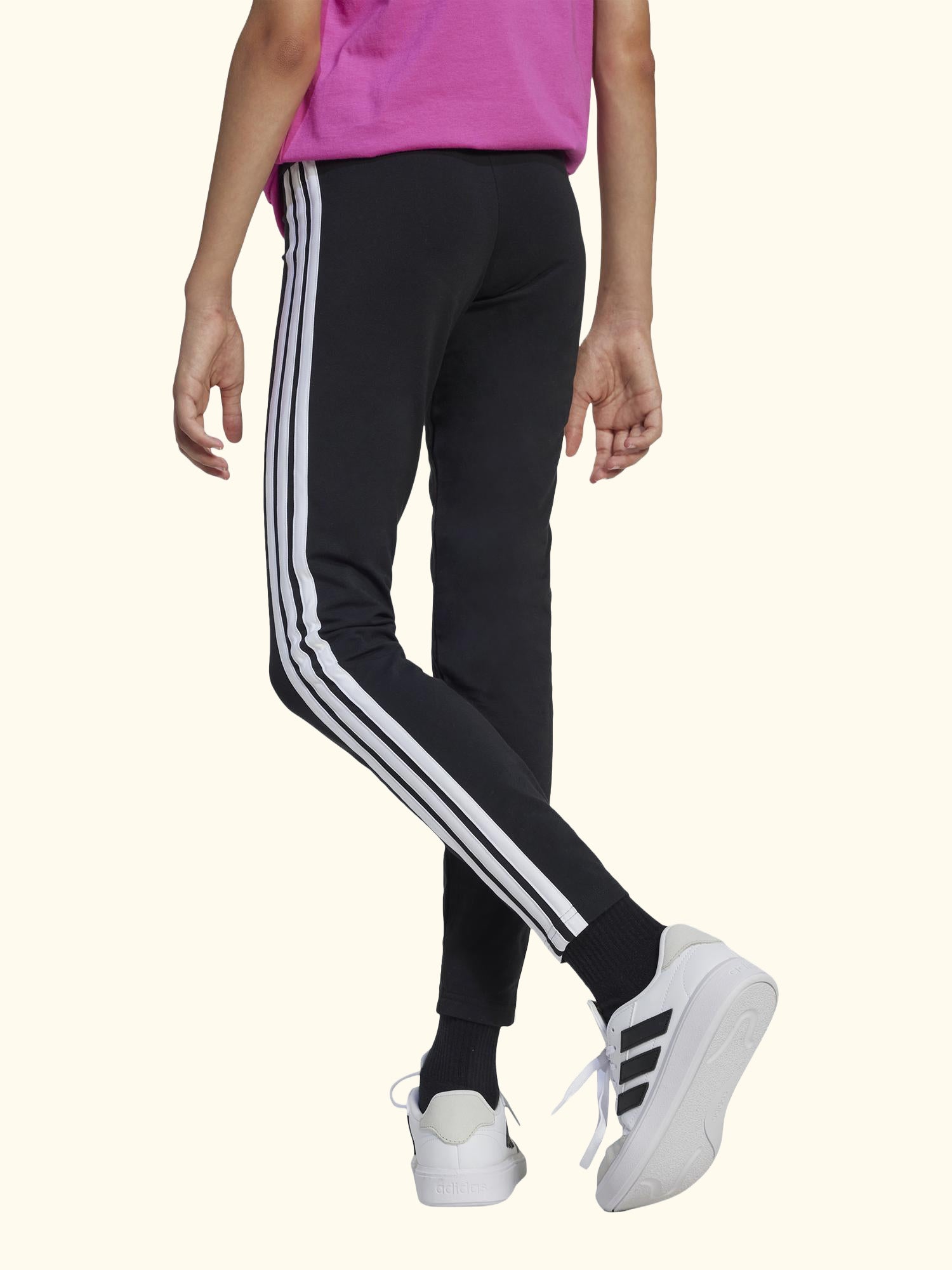 Kids' Cotton Blend Essential Leggings, Black/White