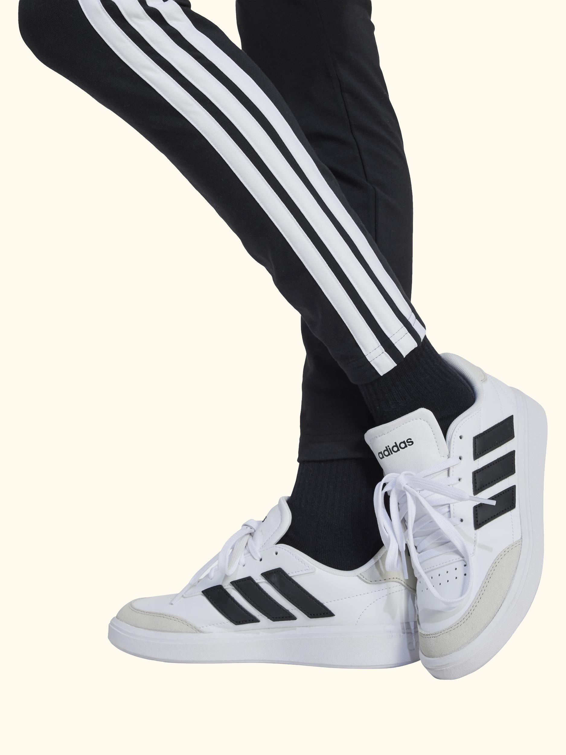 Kids' Cotton Blend Essential Leggings, Black/White